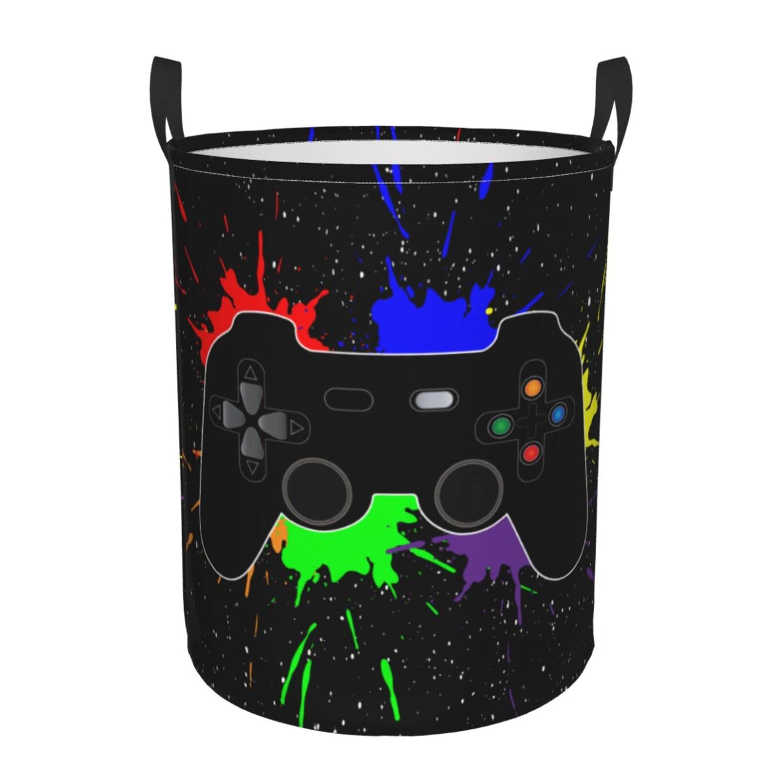 Gbuzozie Game Joystick Round Laundry Hamper Gaming Storage Basket Toys Clothes Organizer Bin For Home Bathroom Bedroom Dorm Nurs
