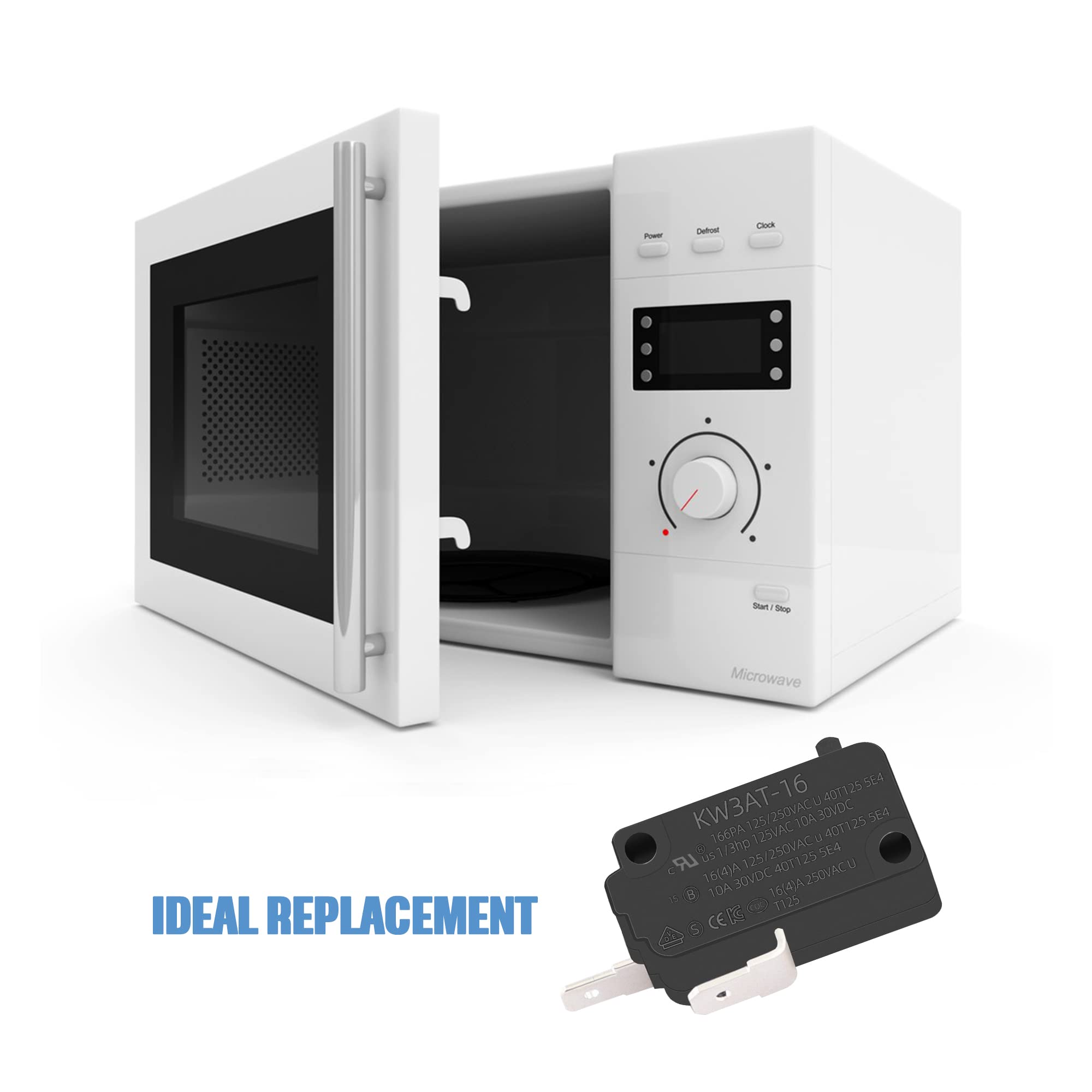 Microwave Oven Door Switch Replacement Part, Kw3At-16,16A 125V/250V, Compatible With Kw3A-16 (Normally Open - 1Pc)