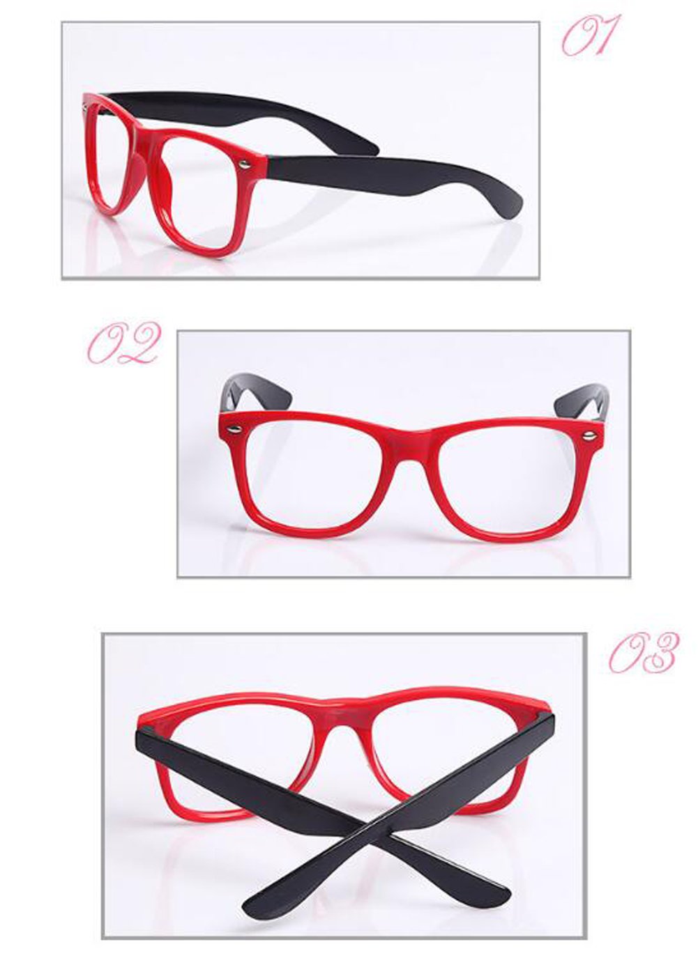 Fodattm Set of 6 Kids Children Candy Colour Fashion Cute Glasses Frame Without Lenses Nerdy Retro Glasses Party Supplies (Colour Random)
