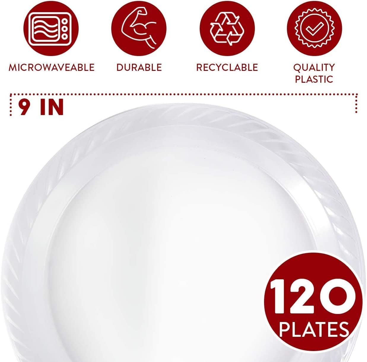 9 Inch Disposable Clear Plastic Plates In Bulk By Framo For Party And Dinner,And For Any Occasion, Microwaveable, Bbq, Travel, A