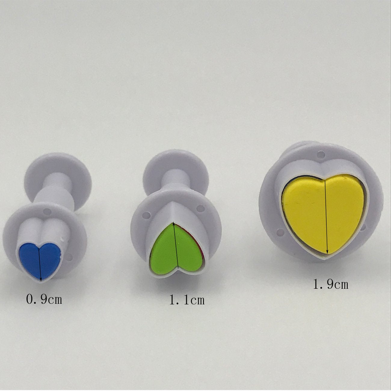 Gobaker Heart Shaped Plunger Cutter Molds Fondant Sugarcraft Cake Cupcake Toppers Decorating Tool Diy Mold, 3-Pack