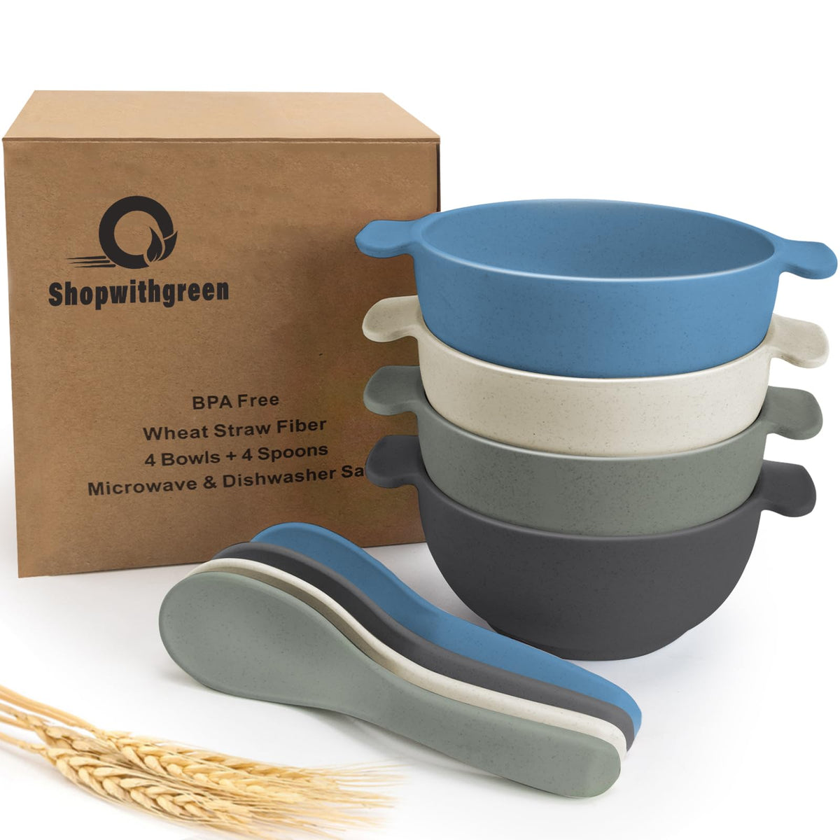 Shopwithgreen Unbreakable Kids Bowls -Microwave Dishwasher Safe- Wheat Straw Snack Bowl Sets For Kids And Toddler-4 Bowls And 4