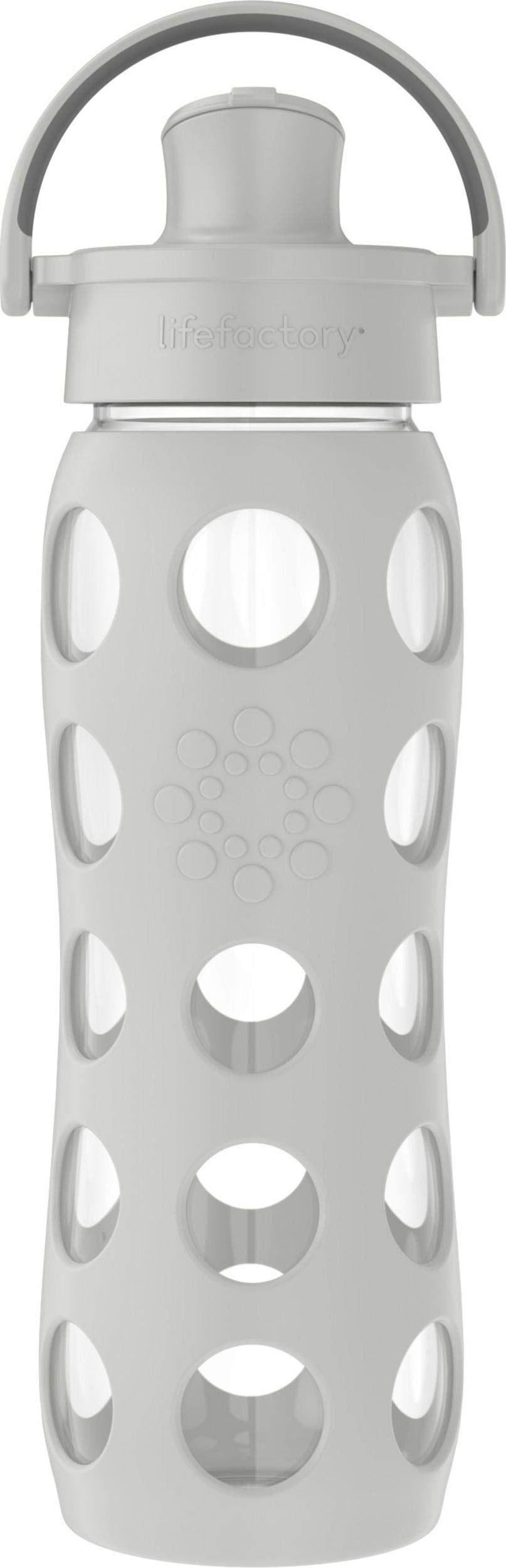 Lifefactory 22-Ounce Active Flip Cap Glass Water Bottle, 22Oz, Cool Grey