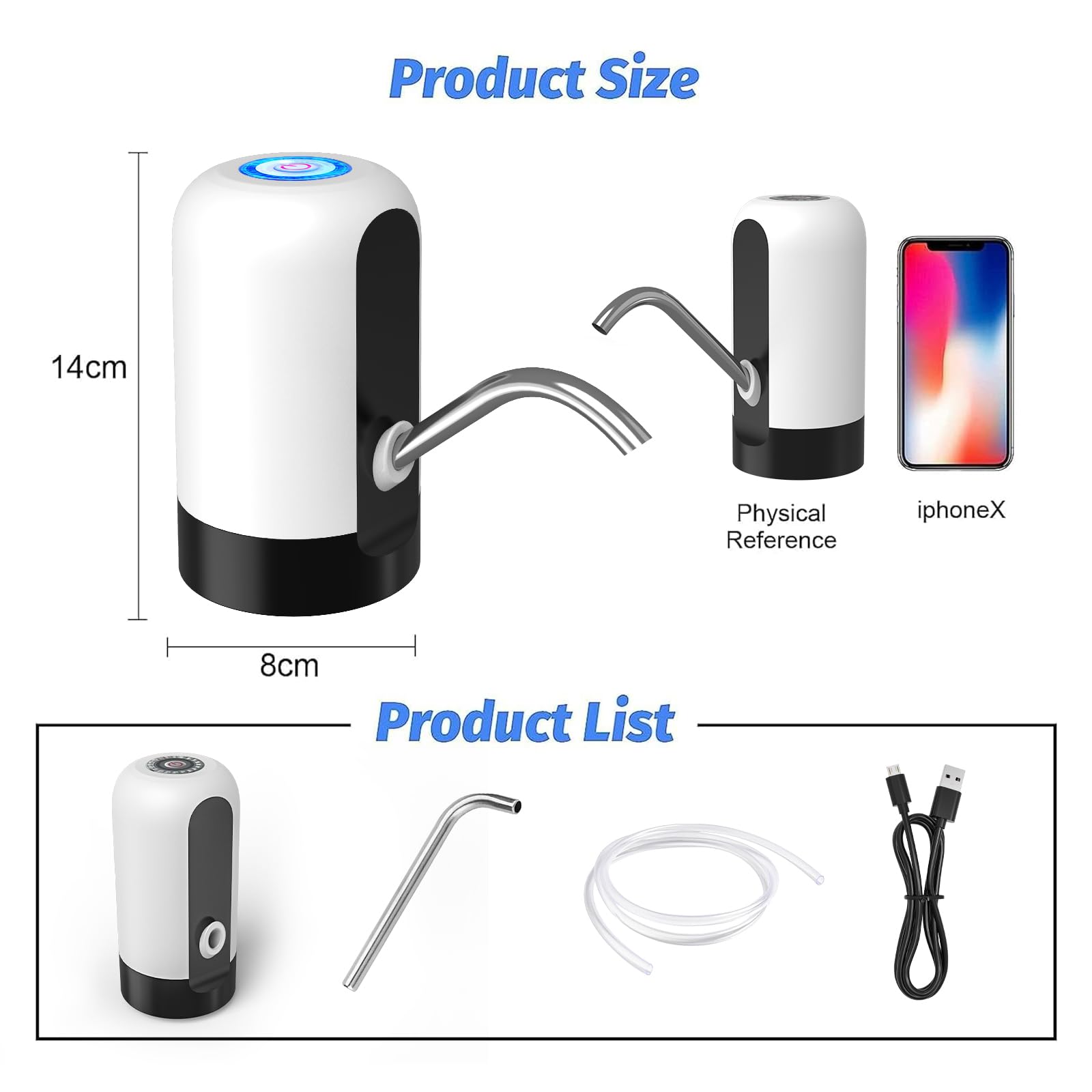 GetKen 5 Gallon Water Dispenser Pump Rechargeable  Water Dispenser for 5 Gallon Bottle Bottom Loading  Portable USB Charging Automatic Drinking Mini Water Jug Dispenser