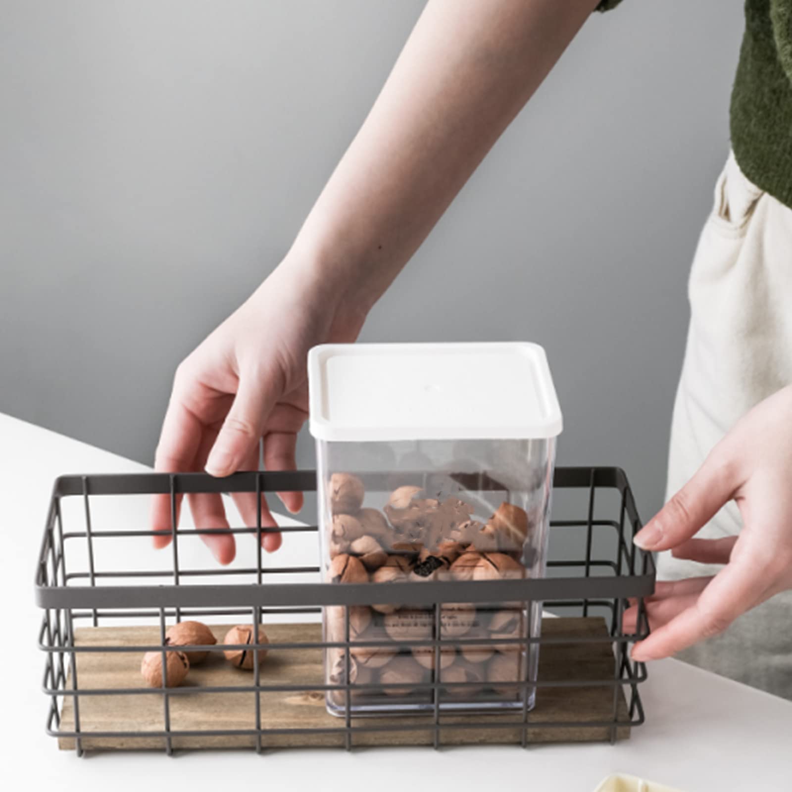 Dicunoy Set Of 2 Small Wire Baskets, Narrow Rustic Storage Bin, Farmhouse Rectangle Bathroom Counter Organizer Tray For Kitchen