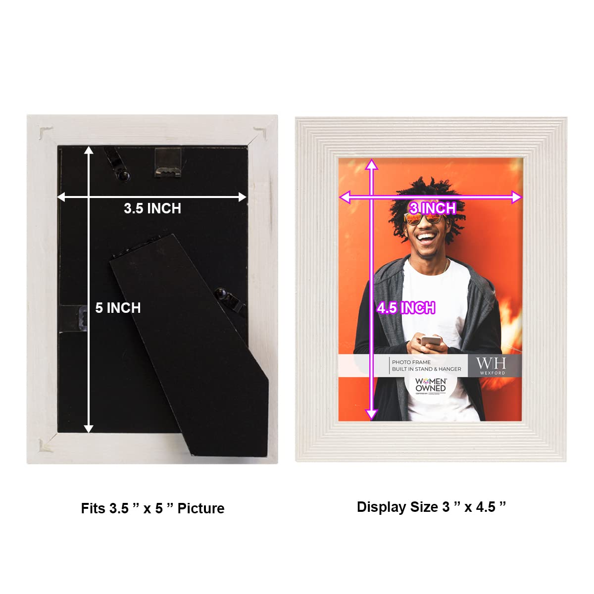 Renditions Gallery 3.5x5 inch Picture Frame Modern Style Wood Pattern and High Definition Glass Ready for Wall and Tabletop Phot