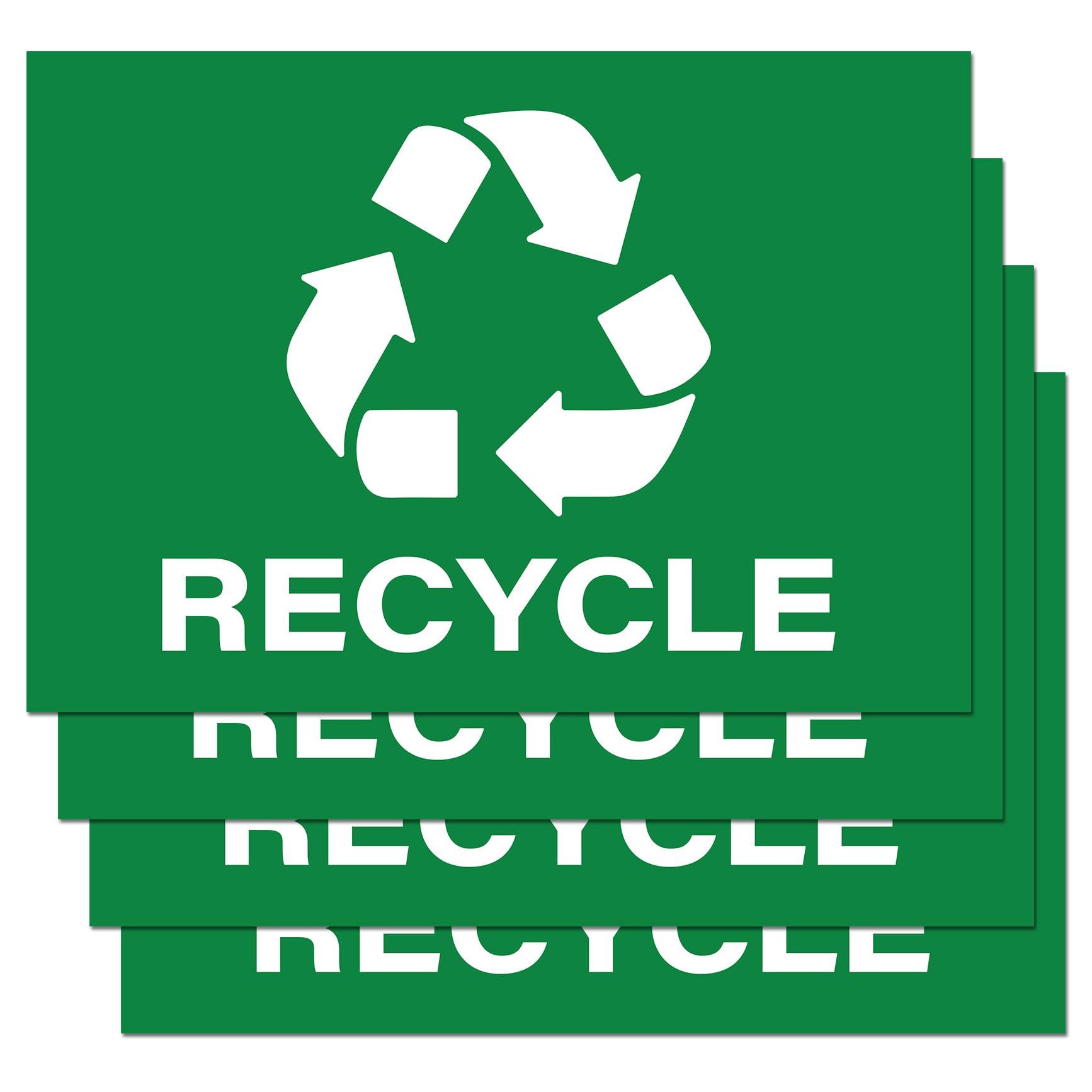 Recycle Stickers, Self Adhesive Weatherproof Vinyl Stickers, Green, 7'' X 10'' (Pack Of 4)