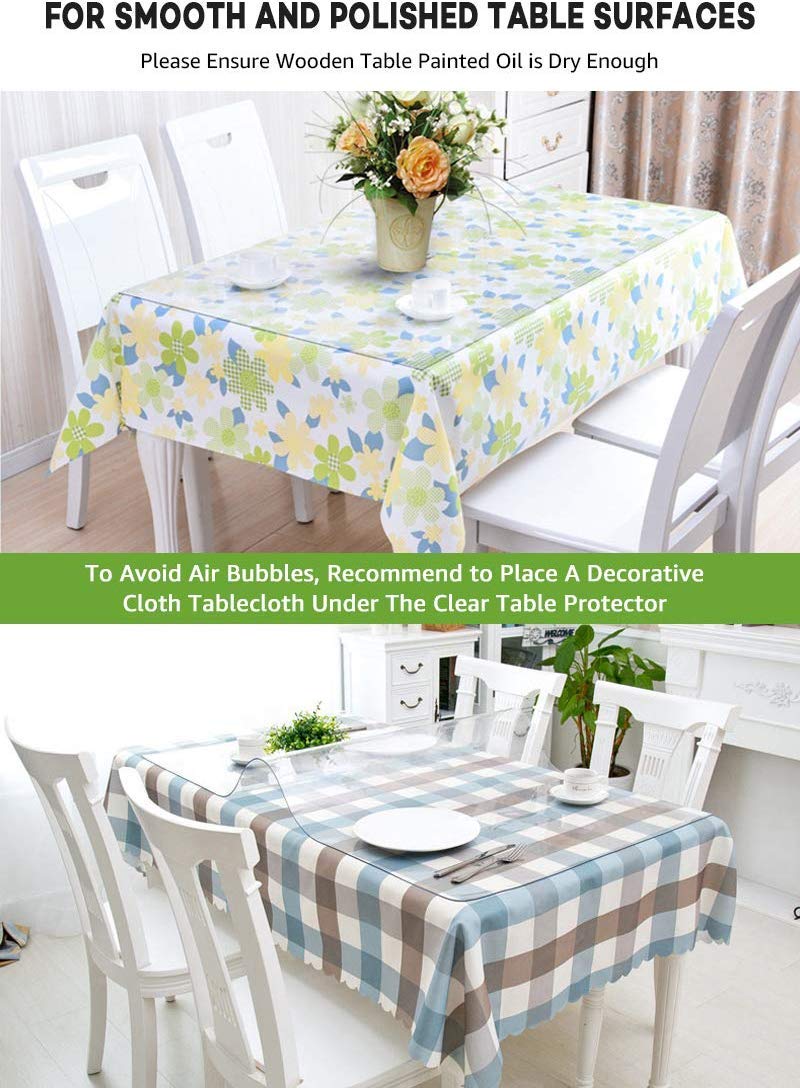 2 Set Furniture Dining Tabletop Coffee Side Table Protector Cover Wipeable Clear Plastic Tablecloth PVC Vinyl End Tablecloths Co