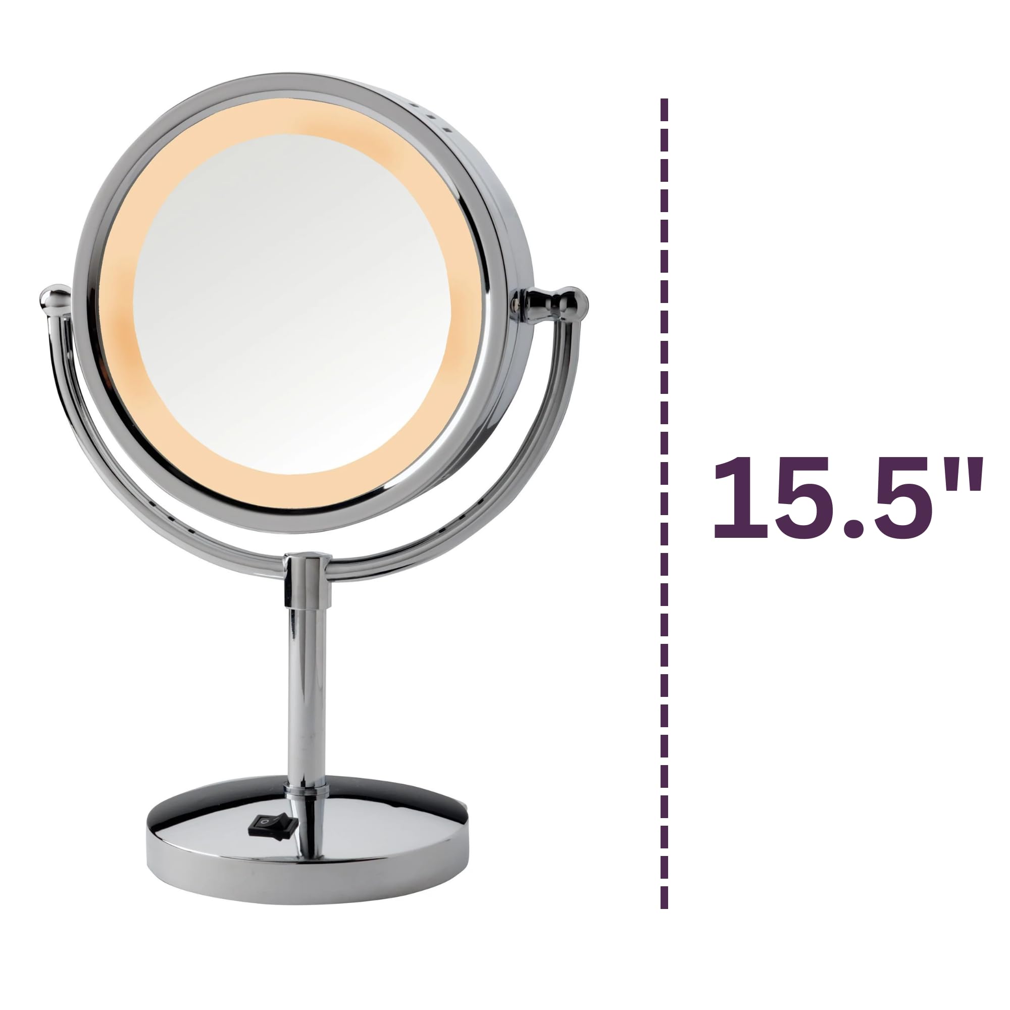 Jerdon Lighted Tabletop Makeup Mirror - Led Lighted Vanity Mirror With 1X And 5X Magnification In Chrome Finish - Model Hl745Co
