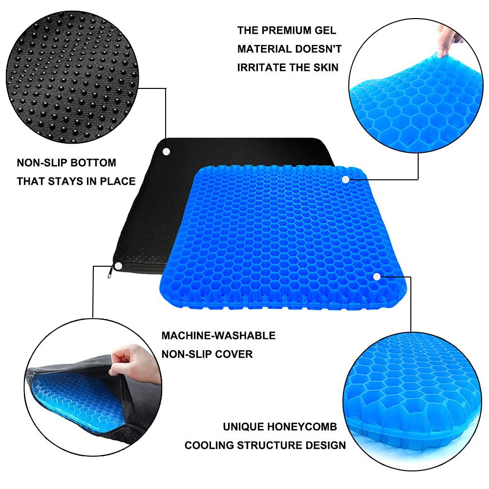 Large Gel Seat Cushion, Double Layer Egg Gel Cushion For Car Seat Office Wheelchair Chair, Breathable Chair Pads Help In Relievi