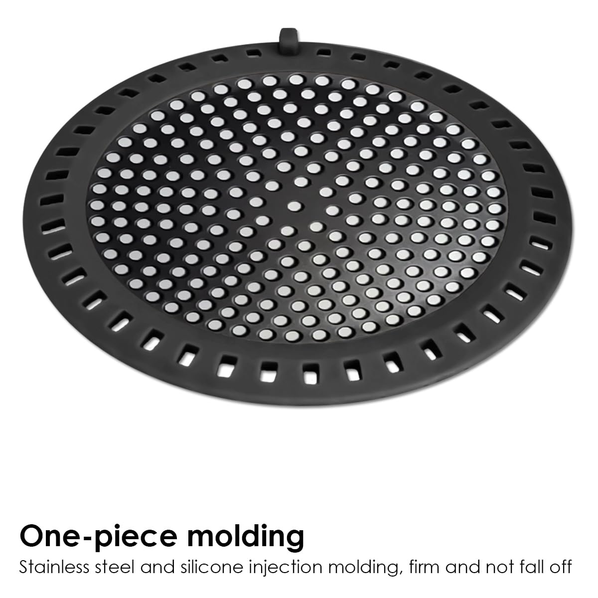 Seatery 2PCS Shower Hair Drain Catcher - Stainless Steel & Silicone, Black, Model SHR-HC-2-B, Perfect for Bathroom Sinks & Floor Drains