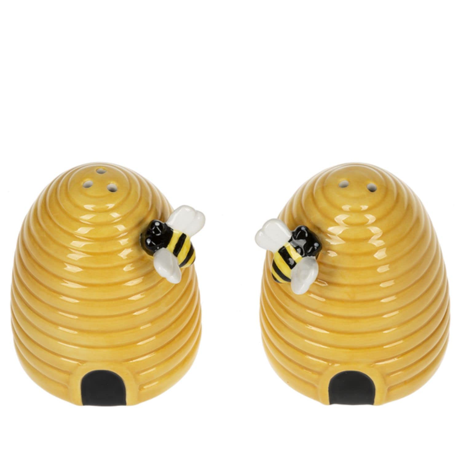Ganz Mg178280 Bee Skep Salt And Pepper Shaker Set Of 2, Yellow