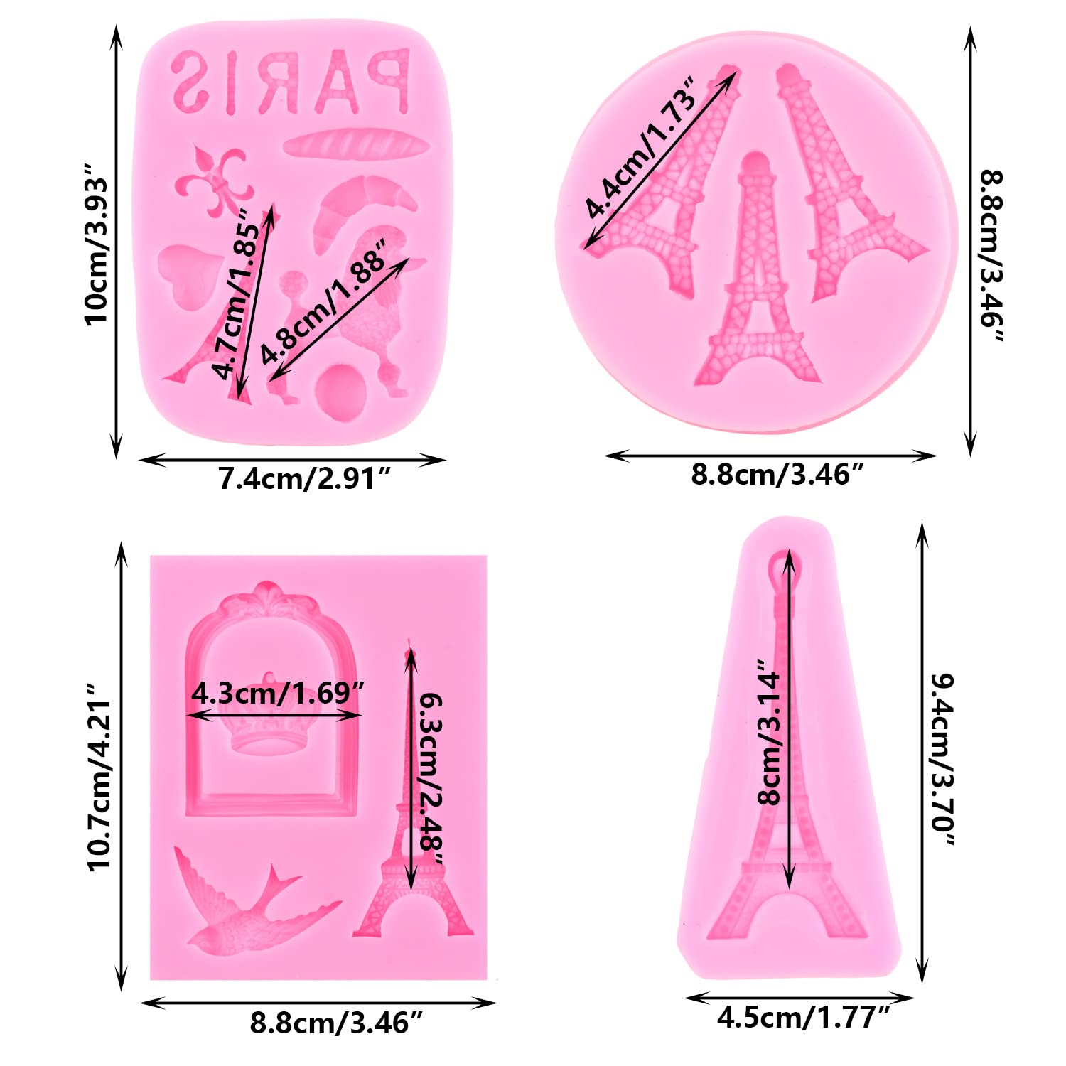 Rfghac I Love Paris Poodle Dog Fondant Mold Eiffel Tower Silicone Molds For Cake Decoration Cupcake Topper Chocolate Gum Paste S