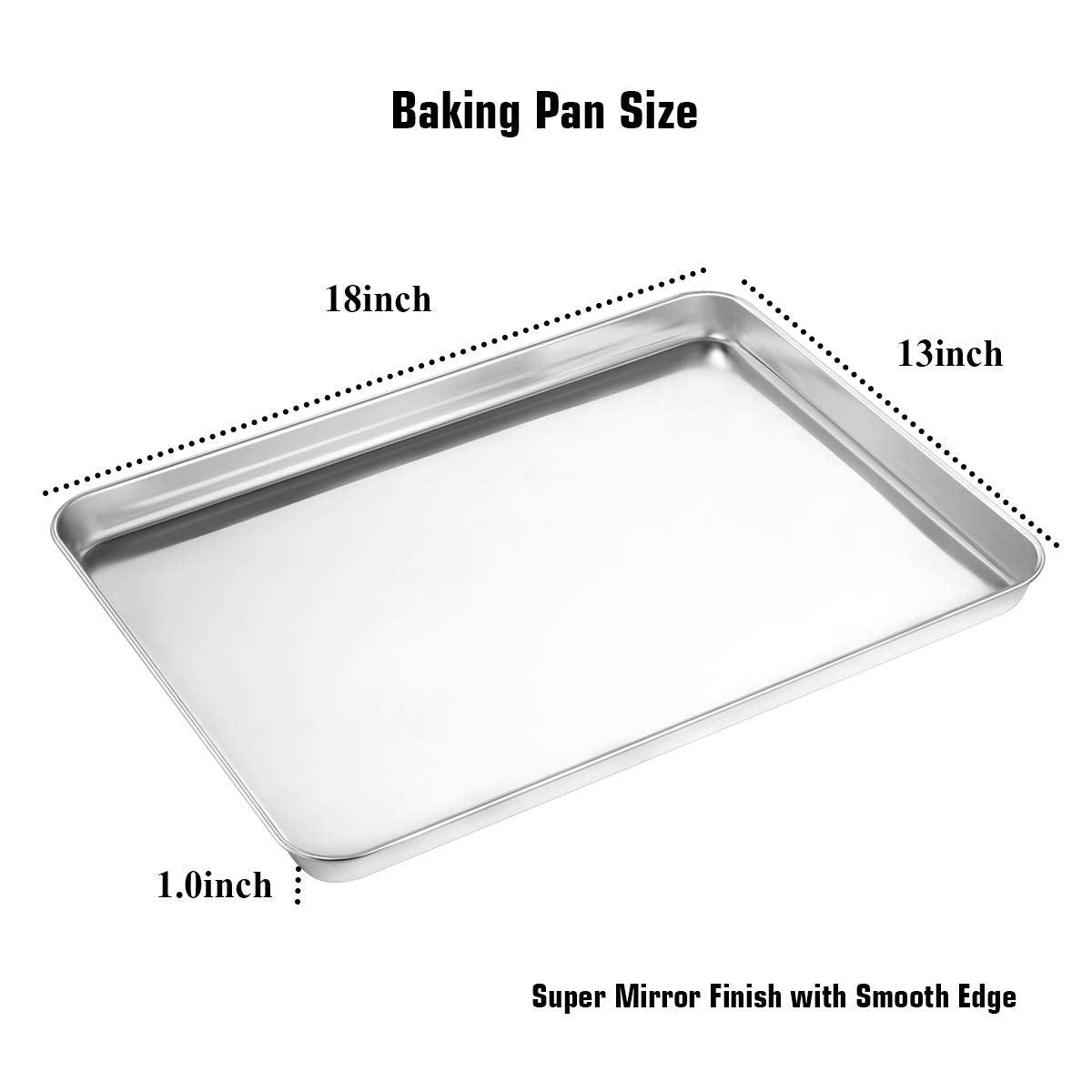 Wildone Baking Sheet Set of 2 - Stainless Steel Cookie Sheets, 18x13 inch, Heavy Duty, Non-Toxic, Easy Clean, Silver