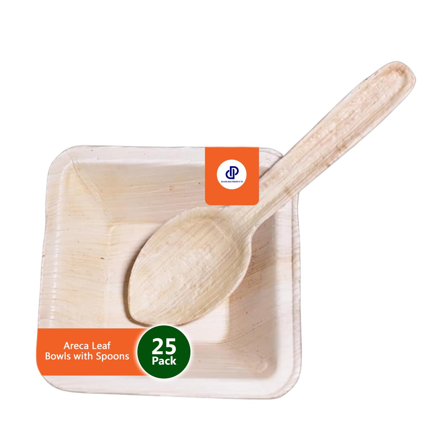 Dashako Palm Leaf Bowls With Spoons [4.5 Inch, Pack Of 25] | EcoFriendly Areca Bowl For Serving Soup, Pasta, Snacks | Perfect F