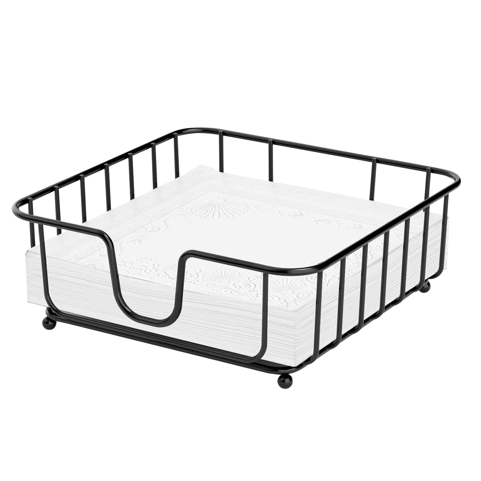 Gmfine Napkin Holder For Table, Napkin Holders For Paper Napkins, Flat Metal Black Napkin Holders For Kitchen & Dining Table, 6.