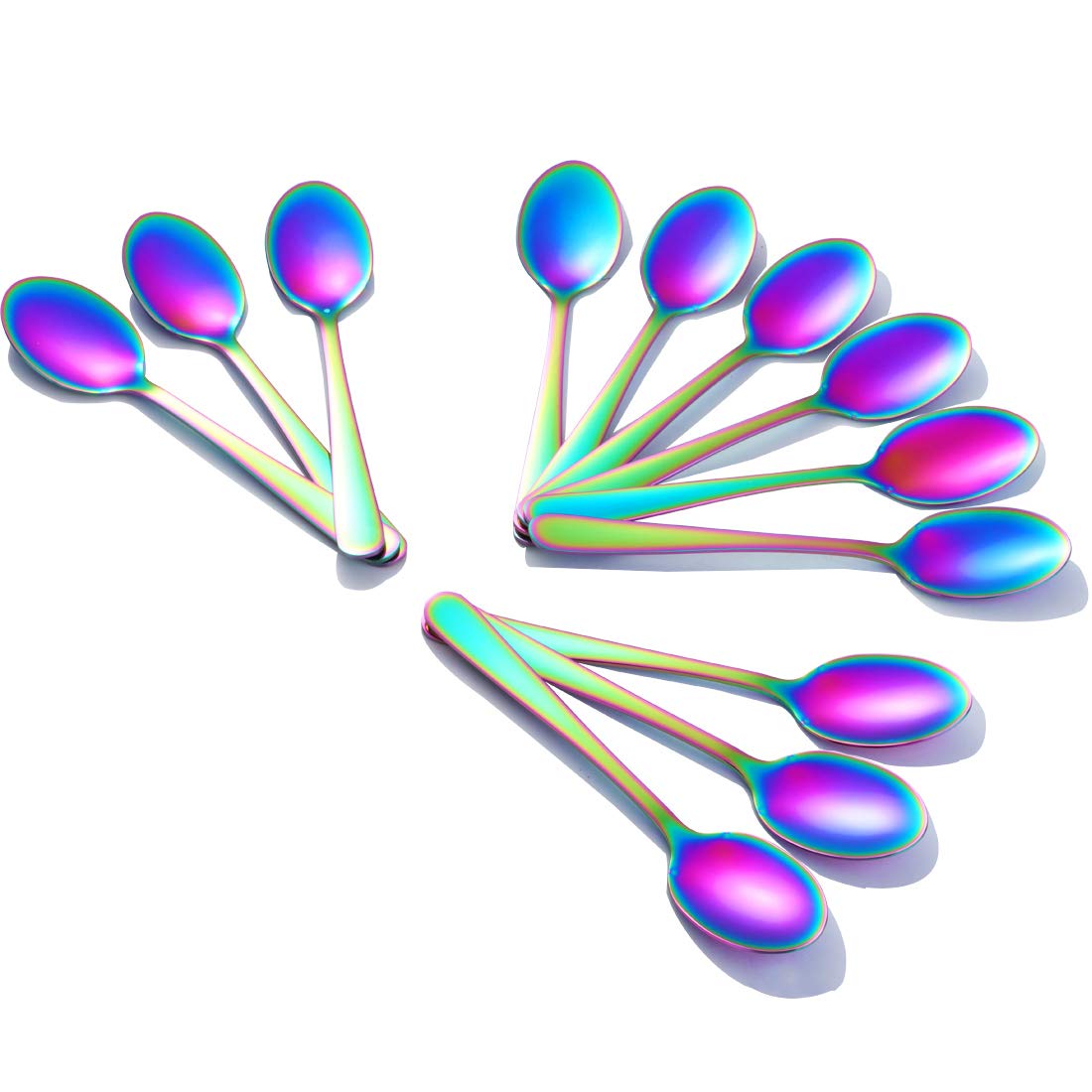 Buyer Star 12 Pieces Rainbowteaspoons 5.5-Inch Mini Coffee Spoons Stainless Steel Sugar Demitasse Espresso Spoons