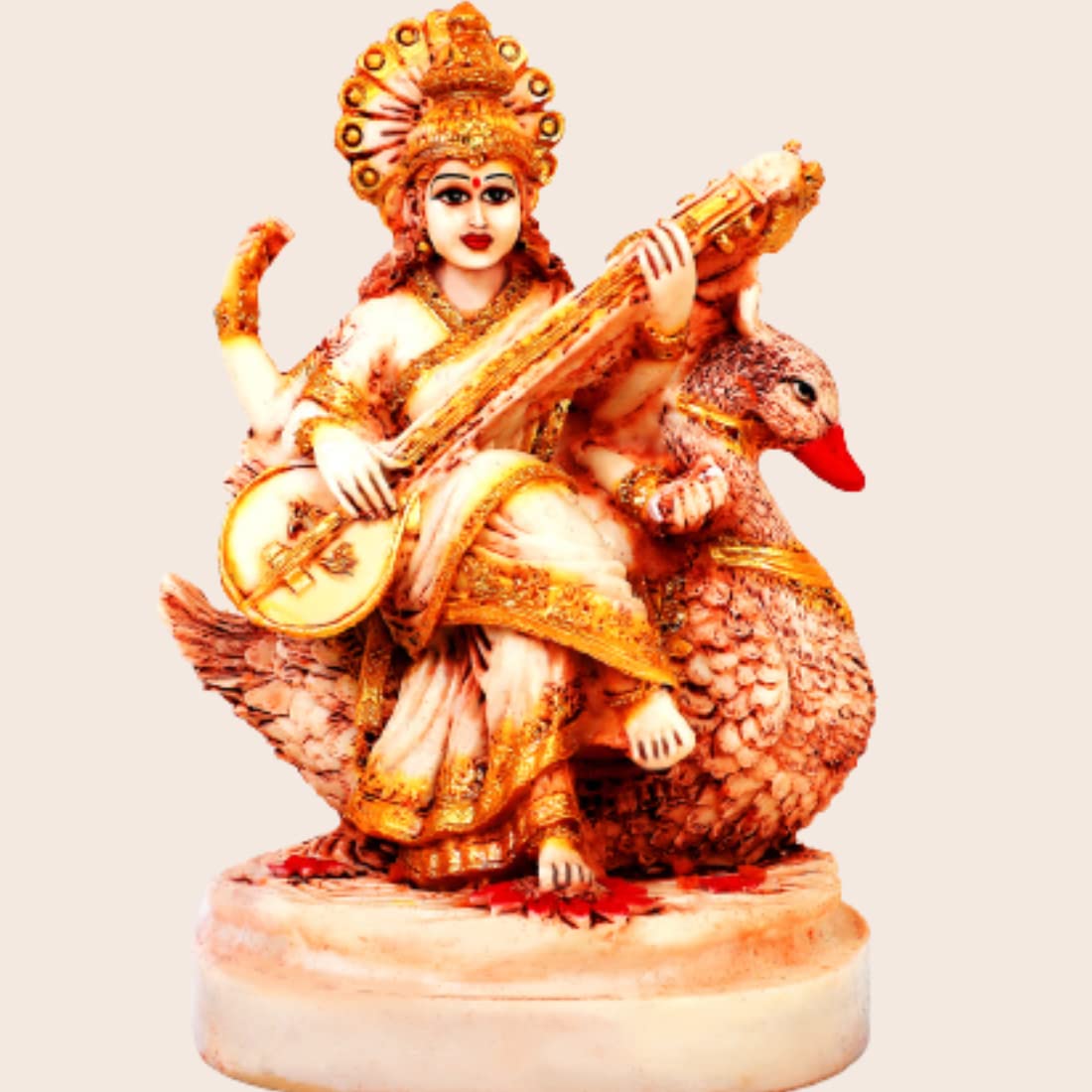 Buji Craft Saraswati Mata Ki Murti Idol Statue Showpiece Figurine For Pooja