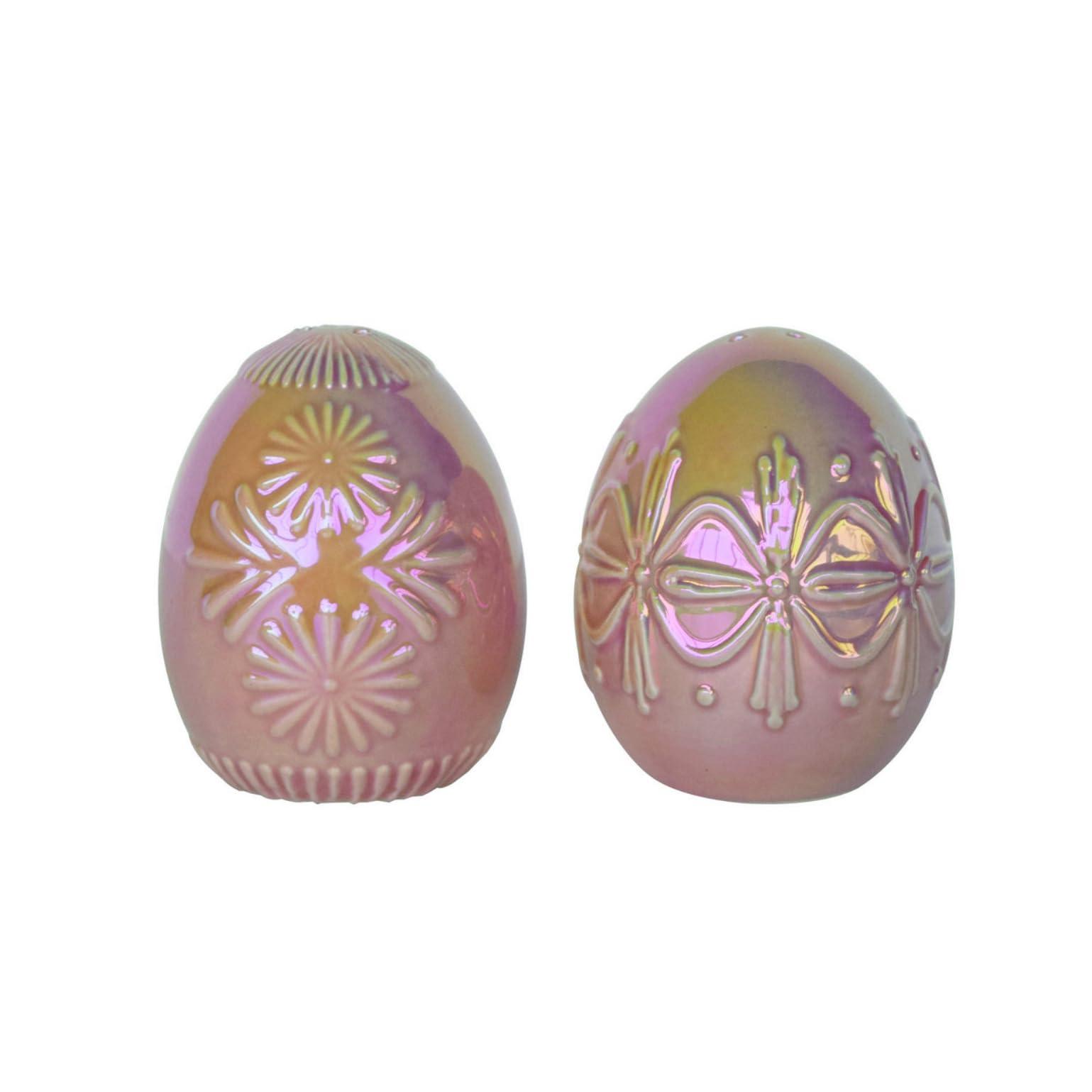 Transpac Iridescent Purple Easter Egg 3 X 2 Ceramic Salt And Pepper Shaker Set