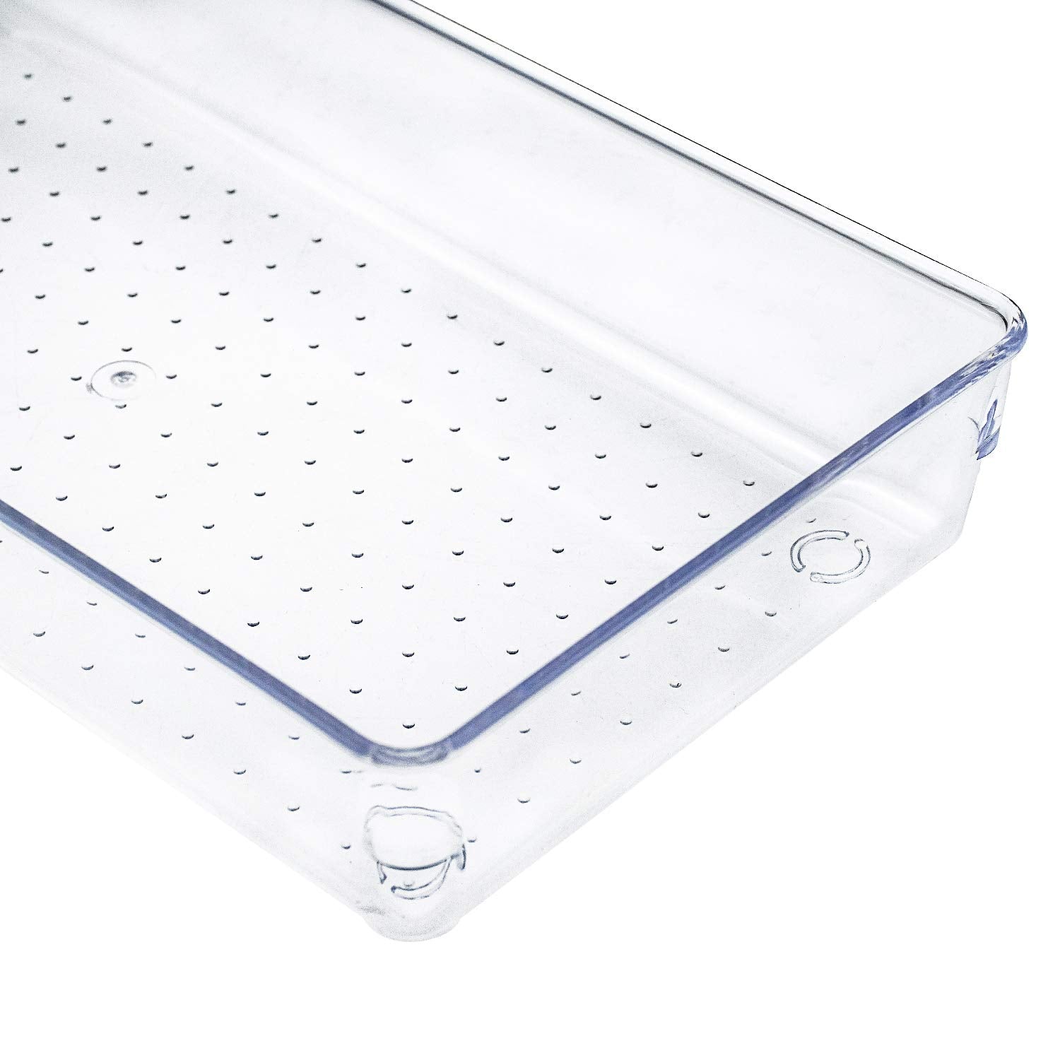 Kingrol 4 Pack Clear Drawer Organizer Trays, 15 x 6 x 2 Inch Desk Drawer Divider Storage Bins, Storage Box Set for Utensils Junk