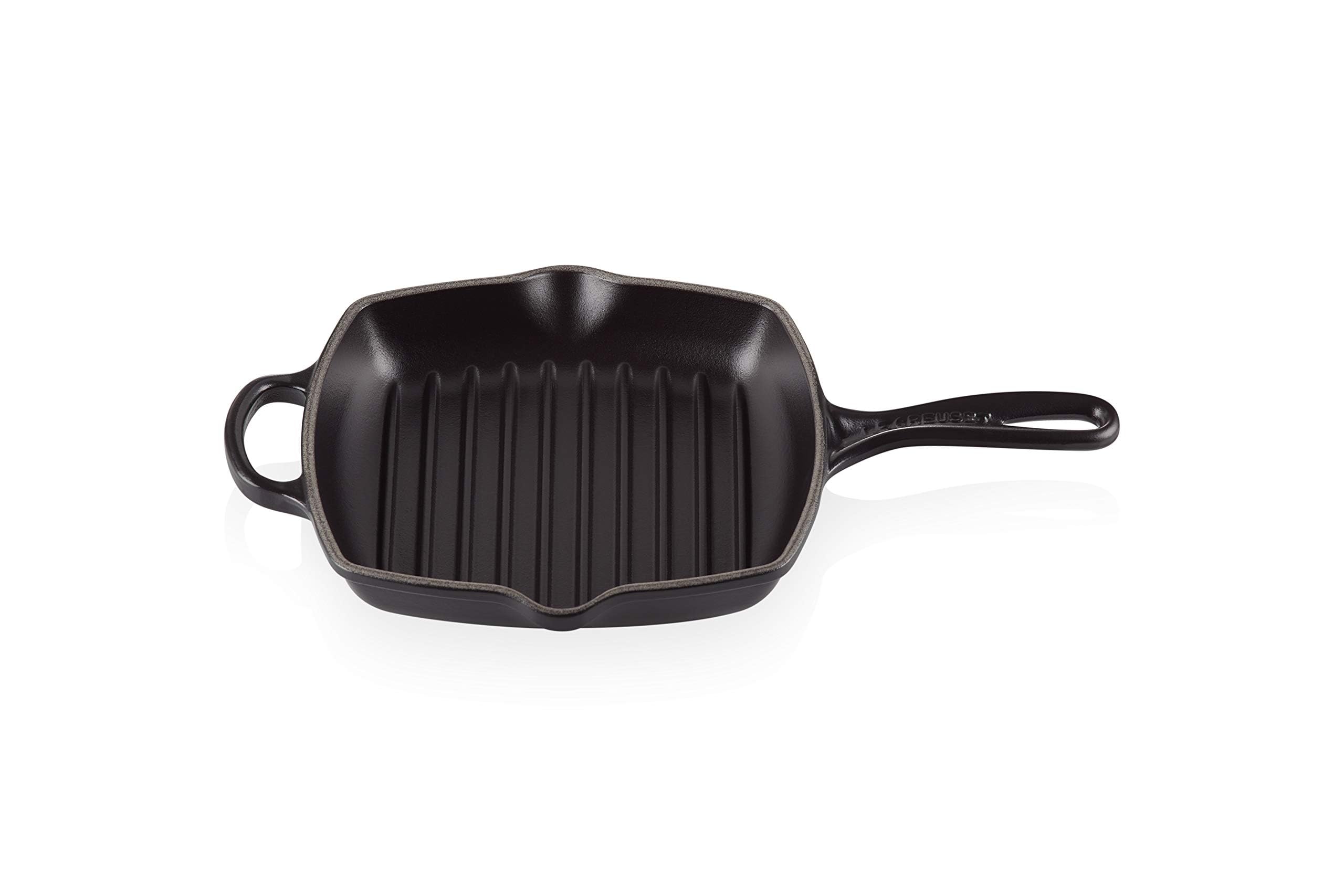 Le Creuset Enameled Cast Iron Signature Square Skillet Grill, 10.25, Licorice