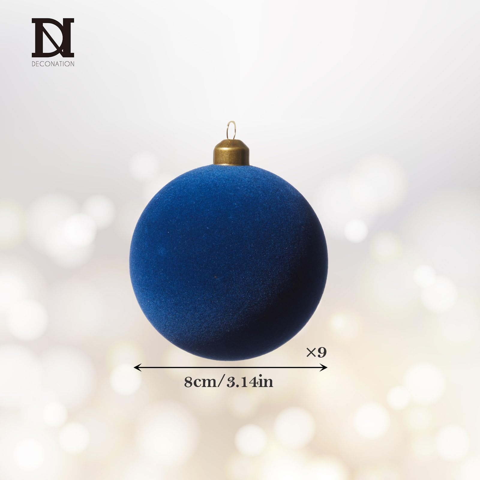 DN DECONATION Christmas Tree Ornaments Set of 9, Blue Velvet Decorative Hanging Ball Ornaments, 3.14    Plastic Christmas Ball f