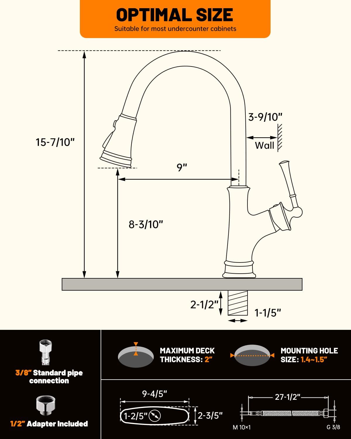 APPASO Kitchen Faucet with Pull Down Sprayer  Oil Rubbed Bronze Single-Handle High Arc Single Hole Pull Out Kitchen Sink Faucets with Escutcheon