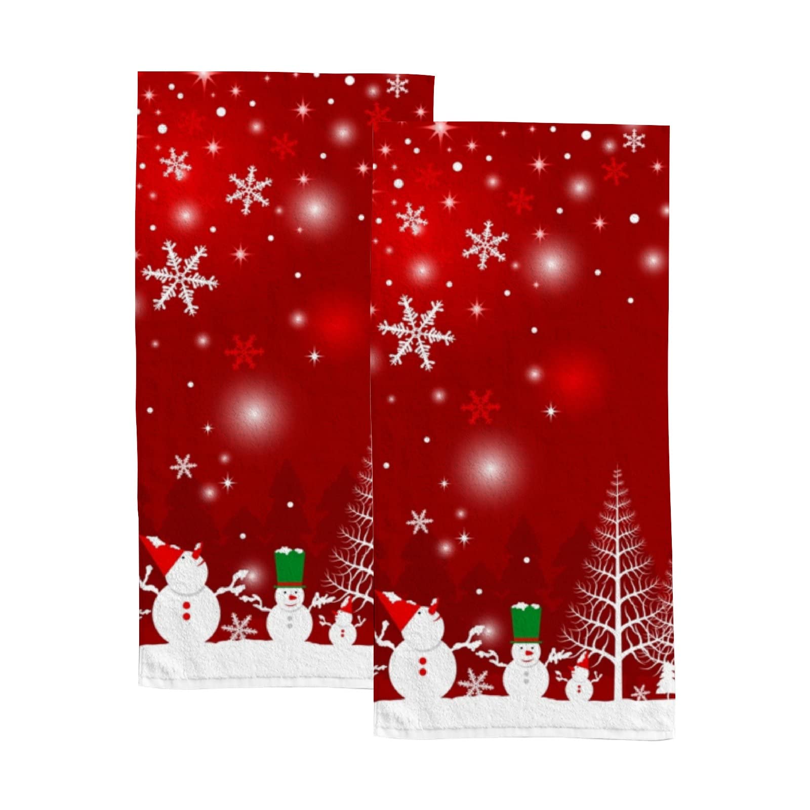 Vantaso Bath Hand Towels Set Of 2 Christmas Red Snowflake Snowman Soft And Absorbent Washcloths Kitchen Hand Towel For Bathroom