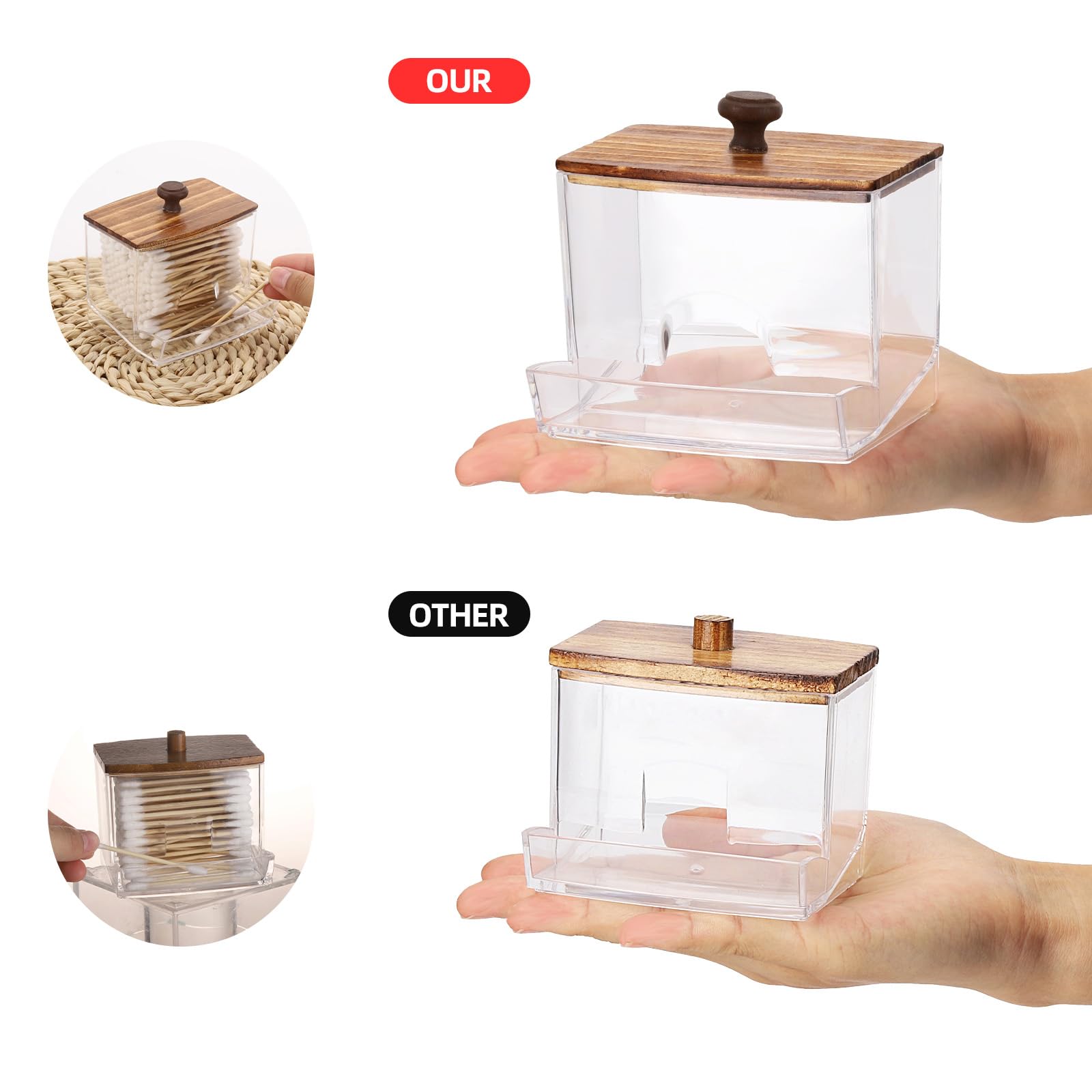 Tbestmax 10Oz Qtip Holder Dispenser Big Clear Bathroom Container For Cotton Ball, Cotton Swabs, Floss - Bathroom Organizer Acces
