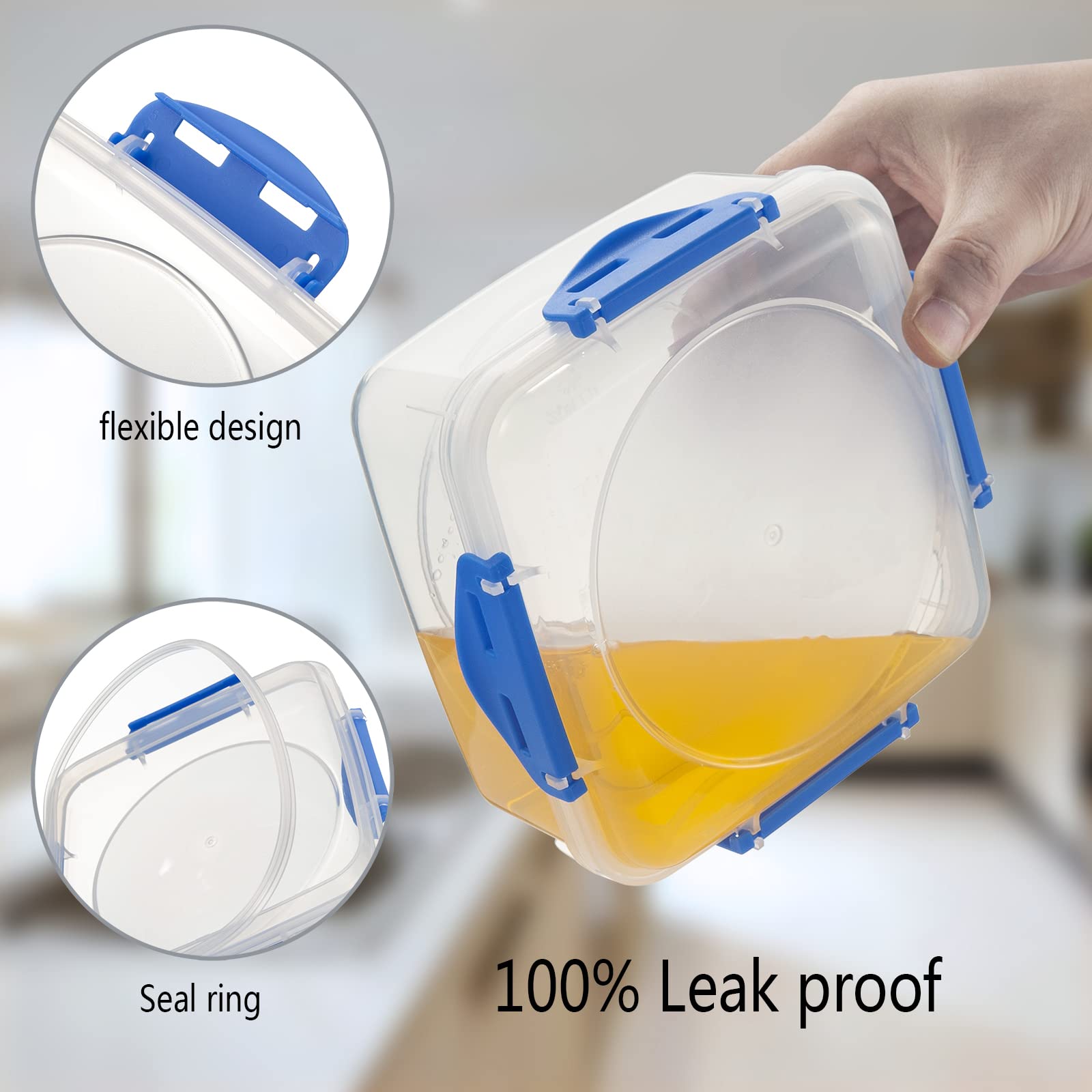 4 Pcs Sandwich Containers - 100% Airtight & Bpa-Free & Microwave & Dishwasher Safe Kitchen Storage Containers With Upgraded Snap