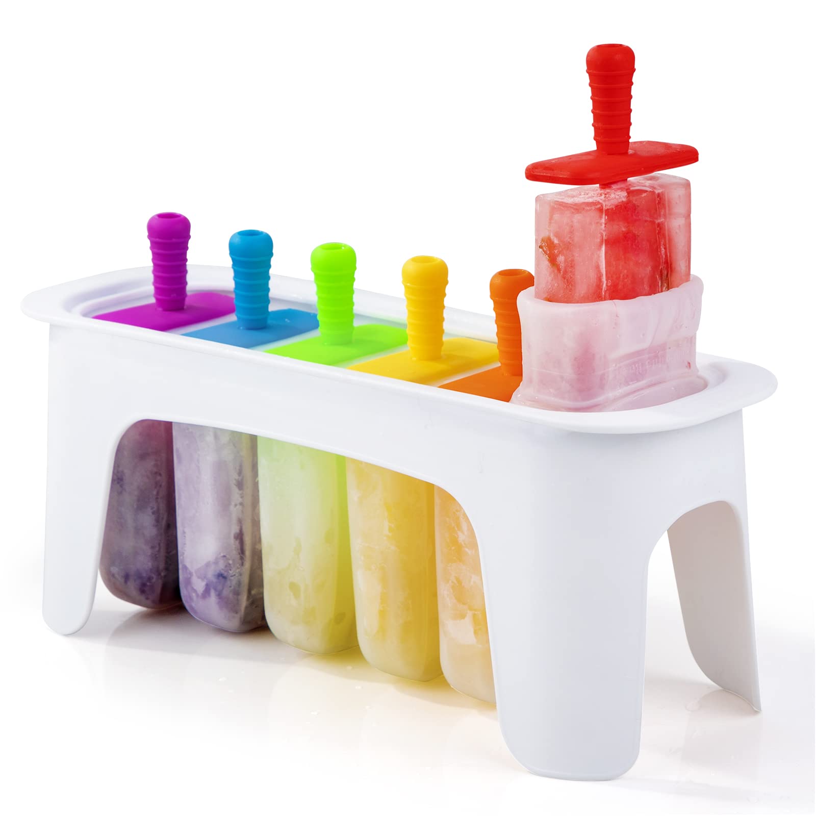 Rainbow Popsicle Molds, Silicone Ice Pop Molds, Popsicle Maker, Easy Release Silicone Ice Cream Popsicle Molds, Reusable Popsicl