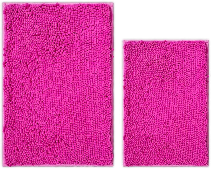 Ainahyva Bathroom Rugs Chenille Bath Mat 2 Piece Set, Super Absorbent, Pvc Non Slip Backing, Bath Mats For Bathroom, Plush Shagg