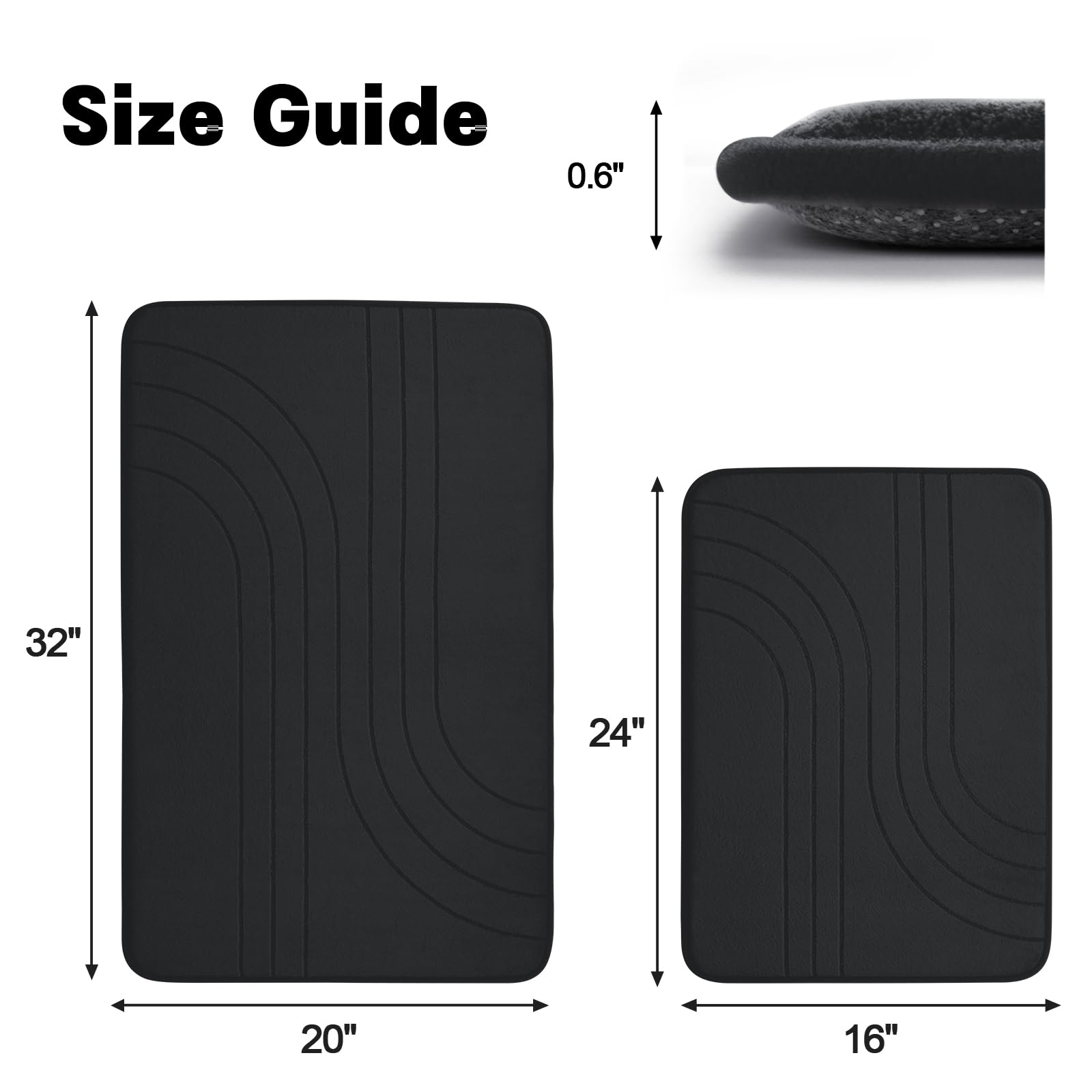 Yihouse Bathroom Rugs Sets 2 Piece, Soft Memory Foam Bath Mat Set, Non Slip Bathroom Mats 2 Piece, Machine Washable Bath Rugs Se