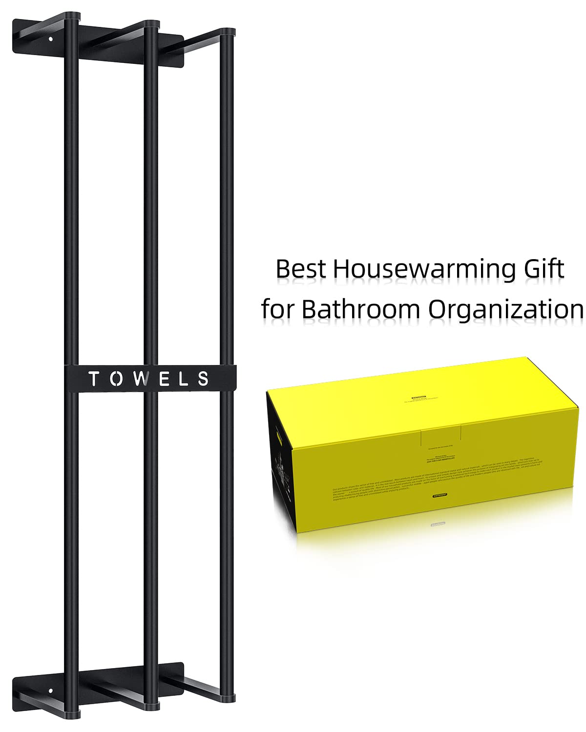 Bethom Bathroom Towel Rack, 3-Bar Metal Wall Storage for Rolled Towels, Holds 6 Bath Towels, Black, Model BE22203-WTR-B