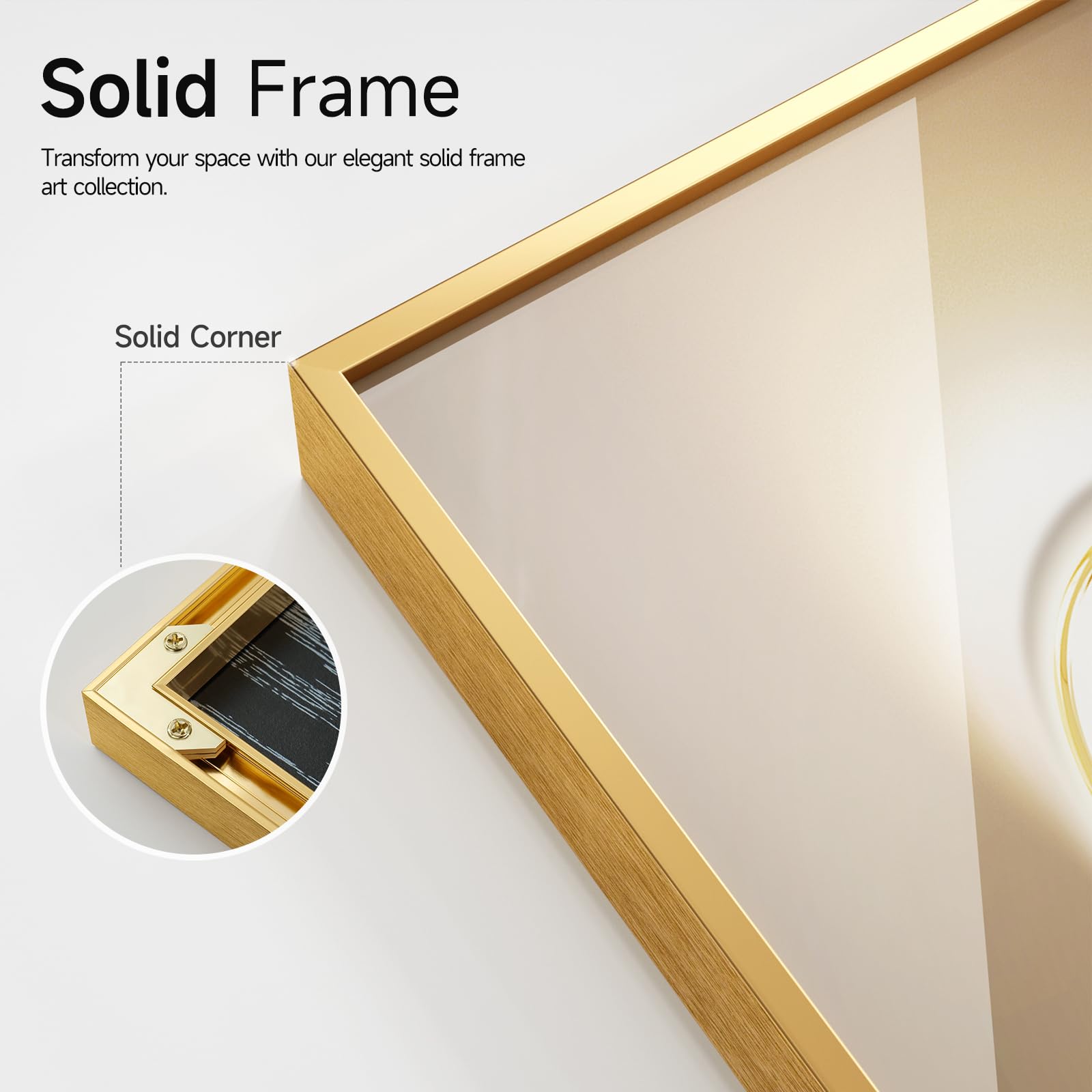 Framed Modern Luxury Large Gold Wall Art For Living Room, Set Of 3 Piece Contemporary Paintings Artwork For Walls, Golden Leaf P