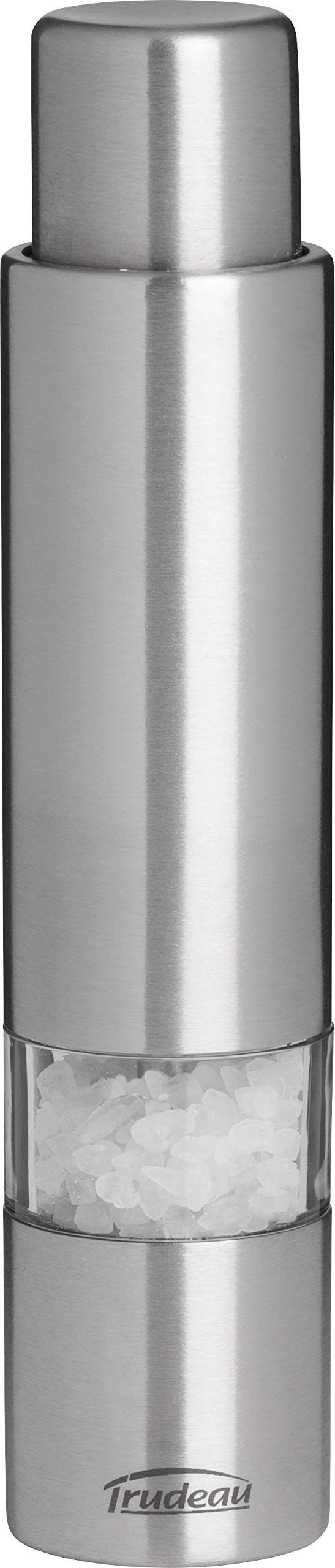 Trudeau Stainless Steel 6 Inch One-Hand Thumb Mill Salt Grinder, 6'', Silver