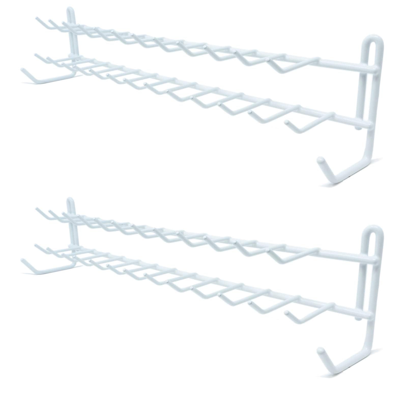 Huji Wall Mount Tie And Belt Rack Organizer, White (2 Pack)