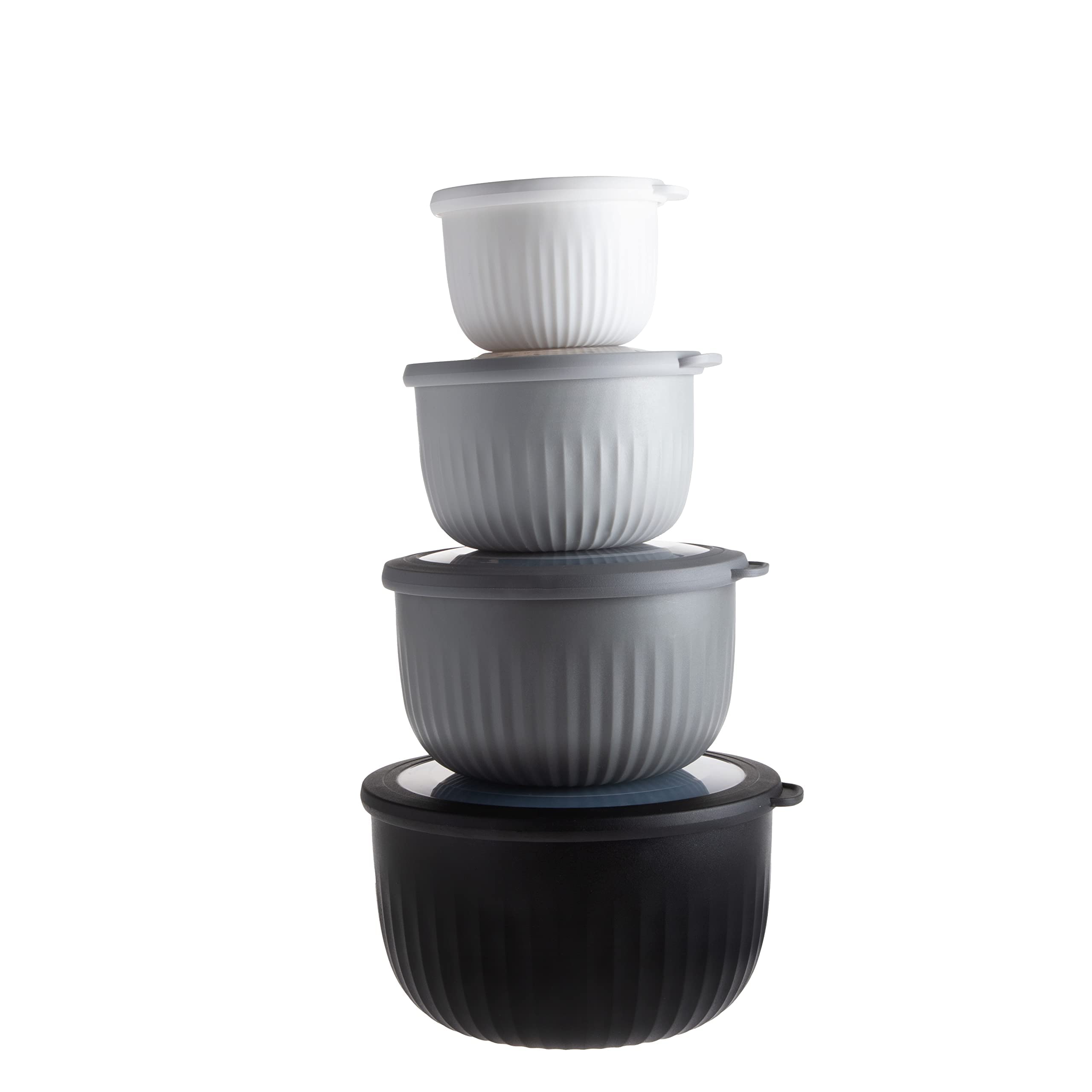 COOK WITH COLOR Prep Bowls with Lids Wide and Deep Nesting Plastic Small Mixing Bowl Set with Lids, 8 Piece Set  Deep Bowls, B