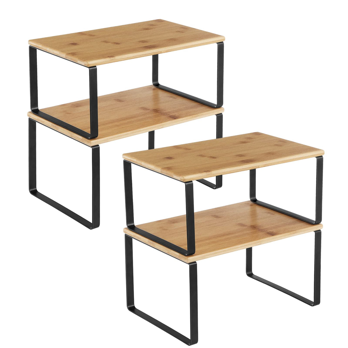 Songmics Cabinet Organizer Shelf, Set Of 4 Kitchen Counter Shelves, Kitchen Storage, Spice Rack, Stackable, Expandable, Metal An