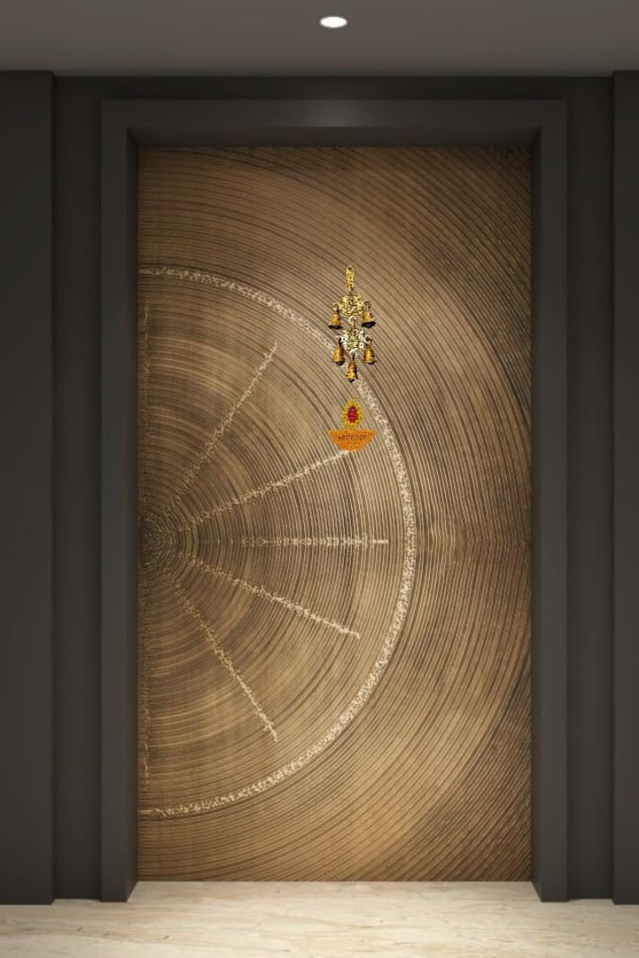 Athizay Brass Shubh Labh Hanging Ganesh Laxmi With Five Bells Wall | Door Hangings 8.5 Inch Long Decorative Hanging Showpiece Ho