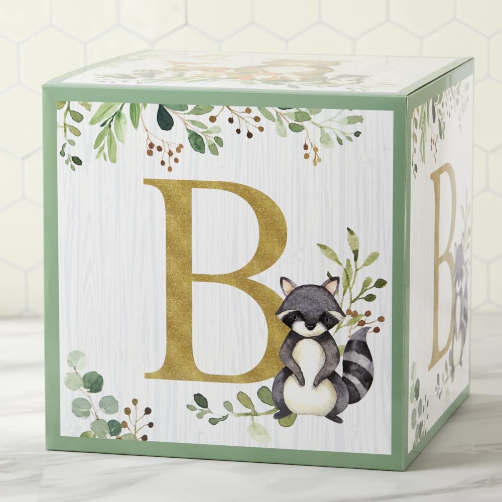 Kate Aspen Woodland Baby Boxes - Set of 4 Stackable Blocks for Baby Shower & Nursery Decor, Model 28593NA