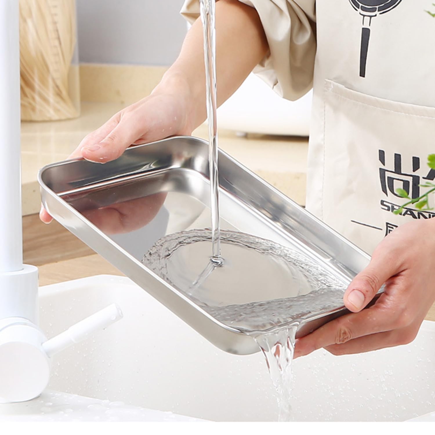 Hytk Small Cookie Baking Sheet Pans Stainless Steel 304 Little Serving Tray 10.4 X8.1 X1.1Inch (Diagonal 12.3) Reheat Food Small
