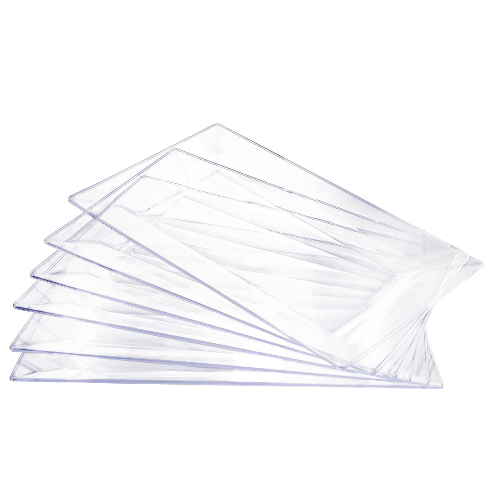 Dayammi 12 Pack Plastic Serving Trays, Heavy Duty Clear Plastic Serving Platters 13     8    Rectangle Disposable Serving Platte