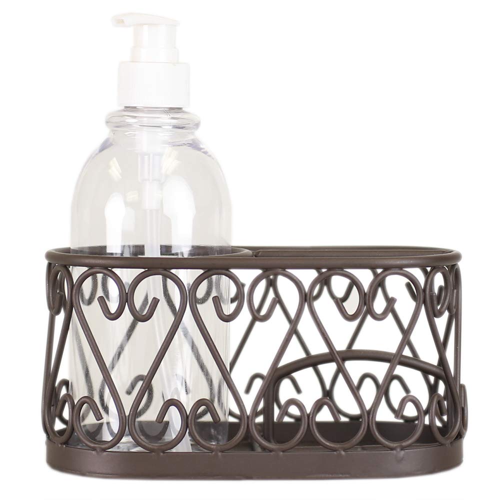 Home Basics Scroll Collection Soap Dispenser With Caddy, Bronze (1)