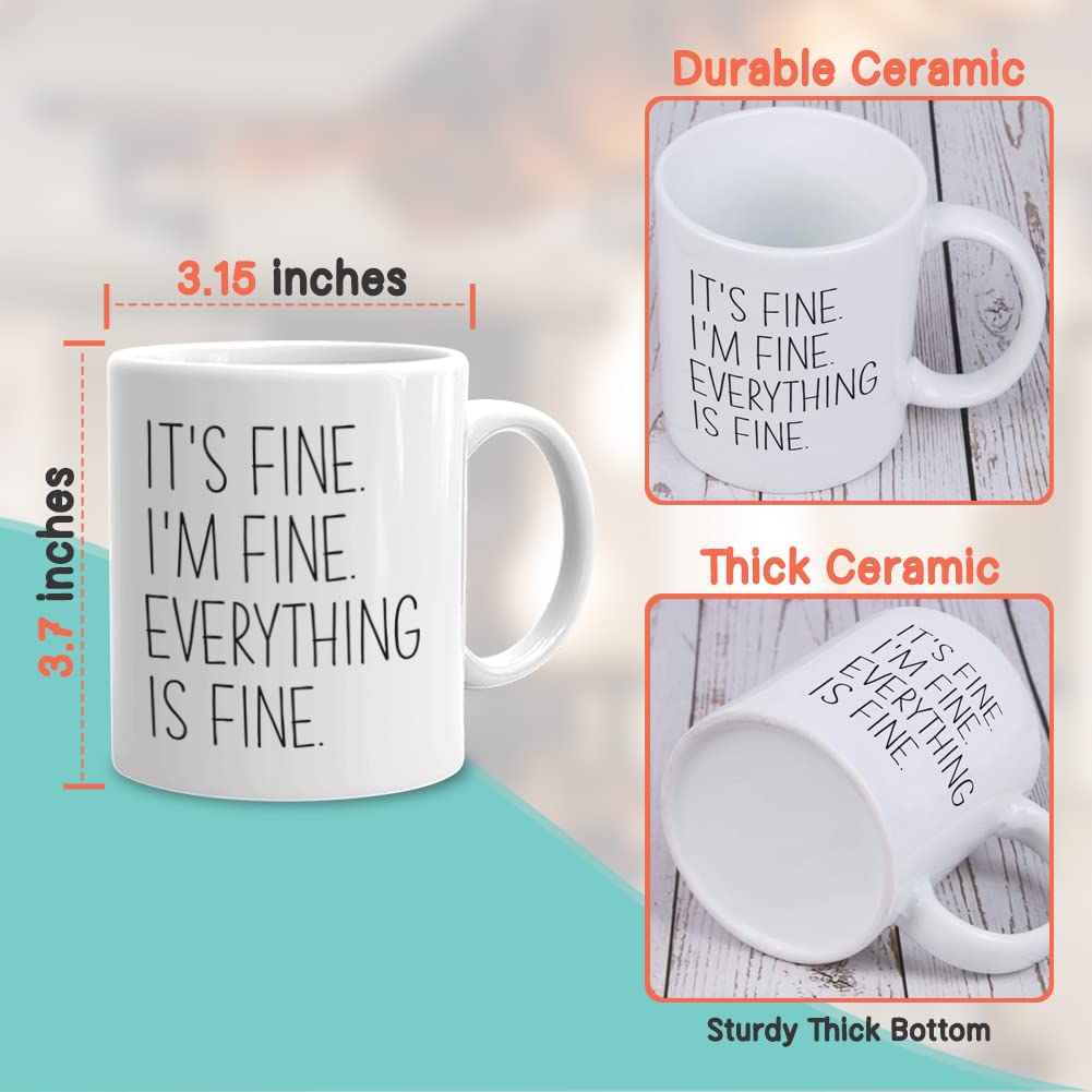 Sarcastic Coffee Mug 11 Oz, It'S Fine I'M Fine Everything Is Fine Funny Humor Joke Gift Idea For Mom Dad Brother Sister Best Fri