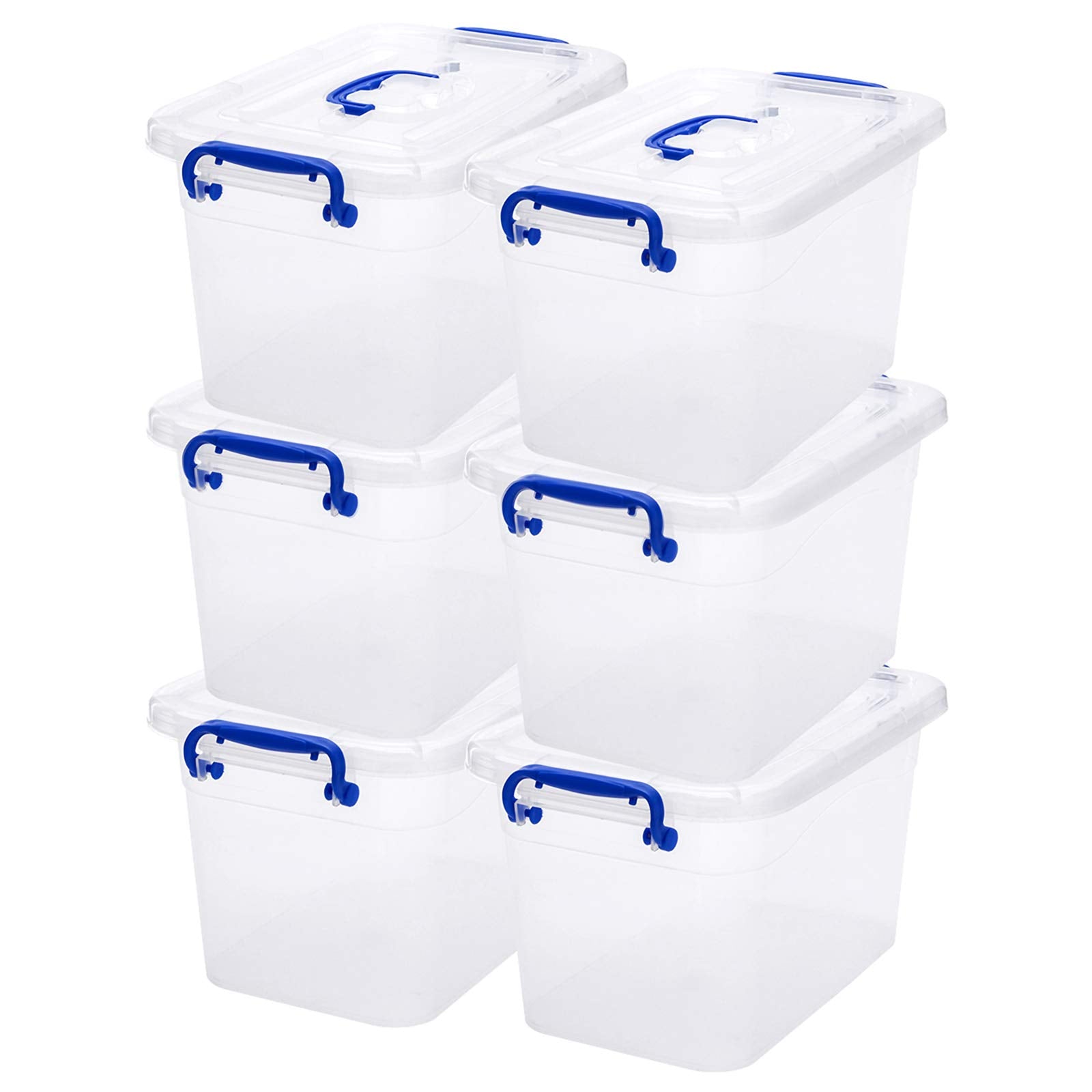 ZHENFAN 6-Pack Clear Storage Box 7 Quart  Plastic Storage Latch Bins with Handle 6.5 Liter
