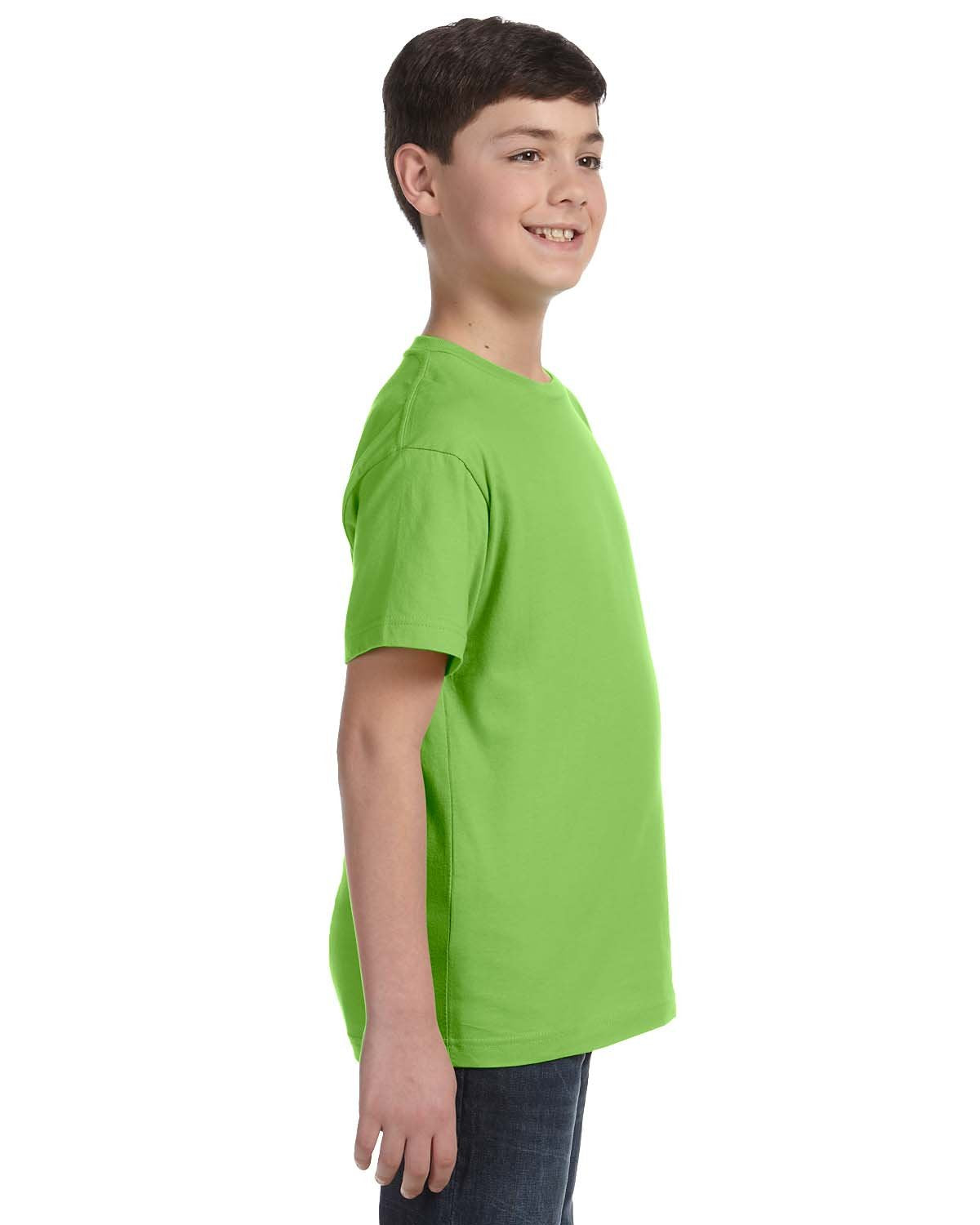 LAT Youth 100% Cotton Jersey Crew Neck Short Sleeve Tee  Key Lime  Medium