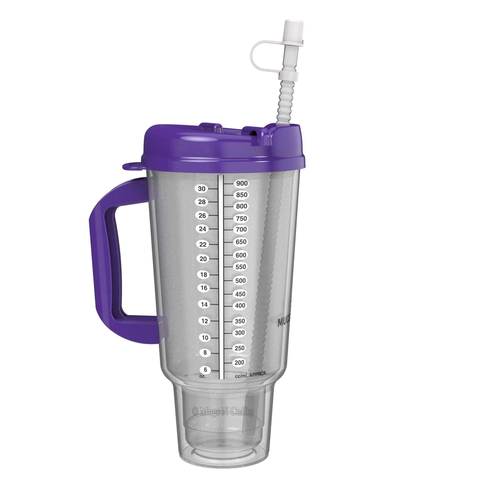 32 Oz Double Walled Hospital Mug With Straw - Car Mug Fits In Most Cup Holders | Travel Mug (Electron Purple)