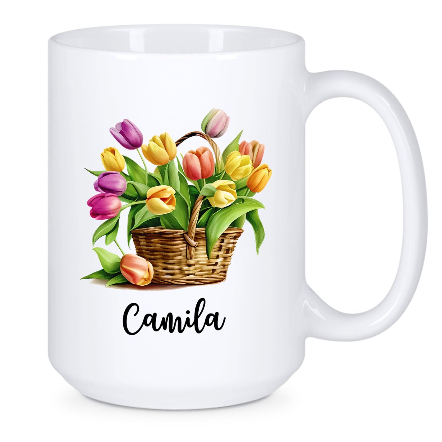 Personalized Tulip Ceramic Cup Gift for Tulip Lover, Custom Name Tulip Cup, Flower Coffee Mug Present for Flower Lovers, Customi