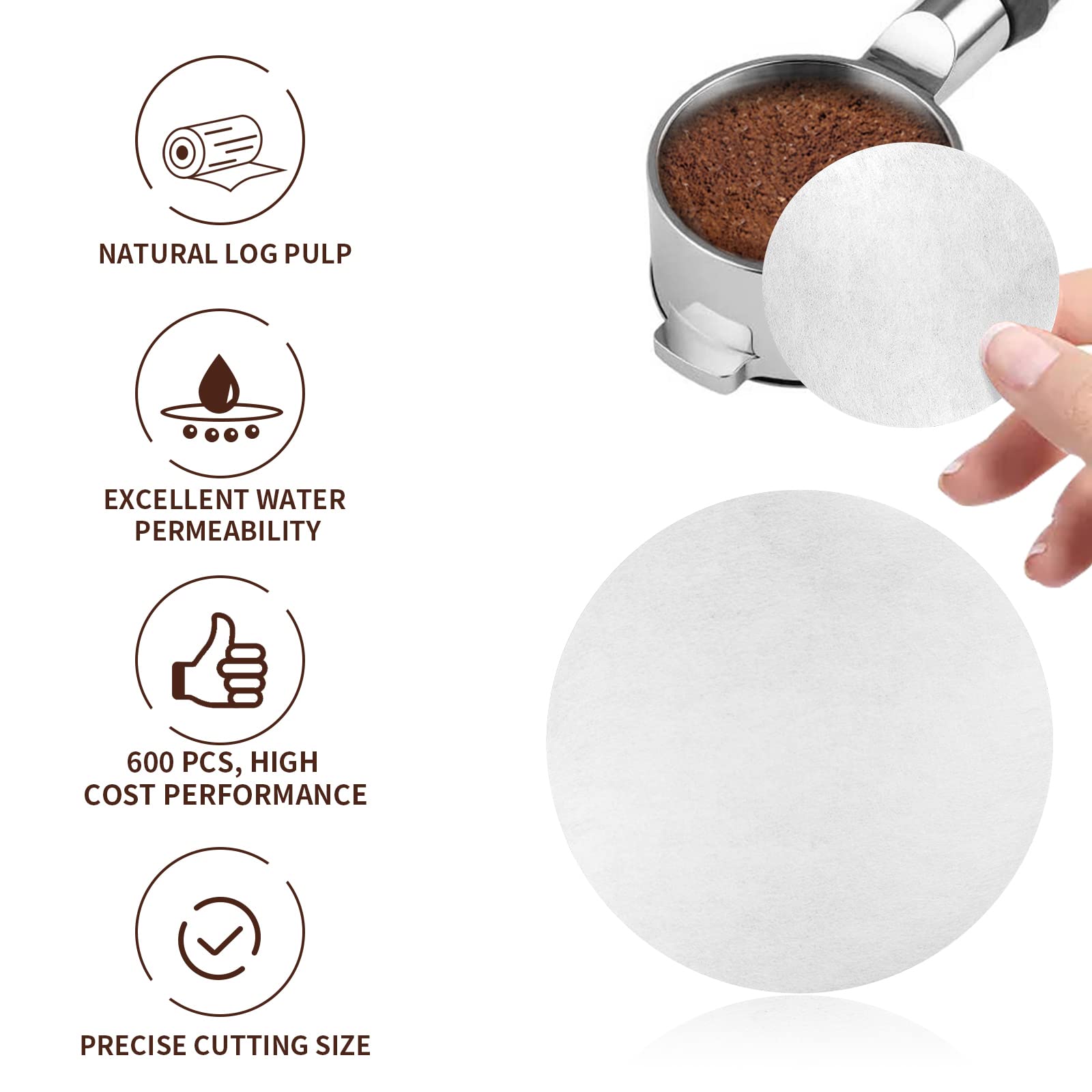 500 Pcs Coffee Paper Filter For Espresso Coffee Maker, 58 Mm Unbleached Espresso Filter Puck Screen Portafilter Paper Compatible